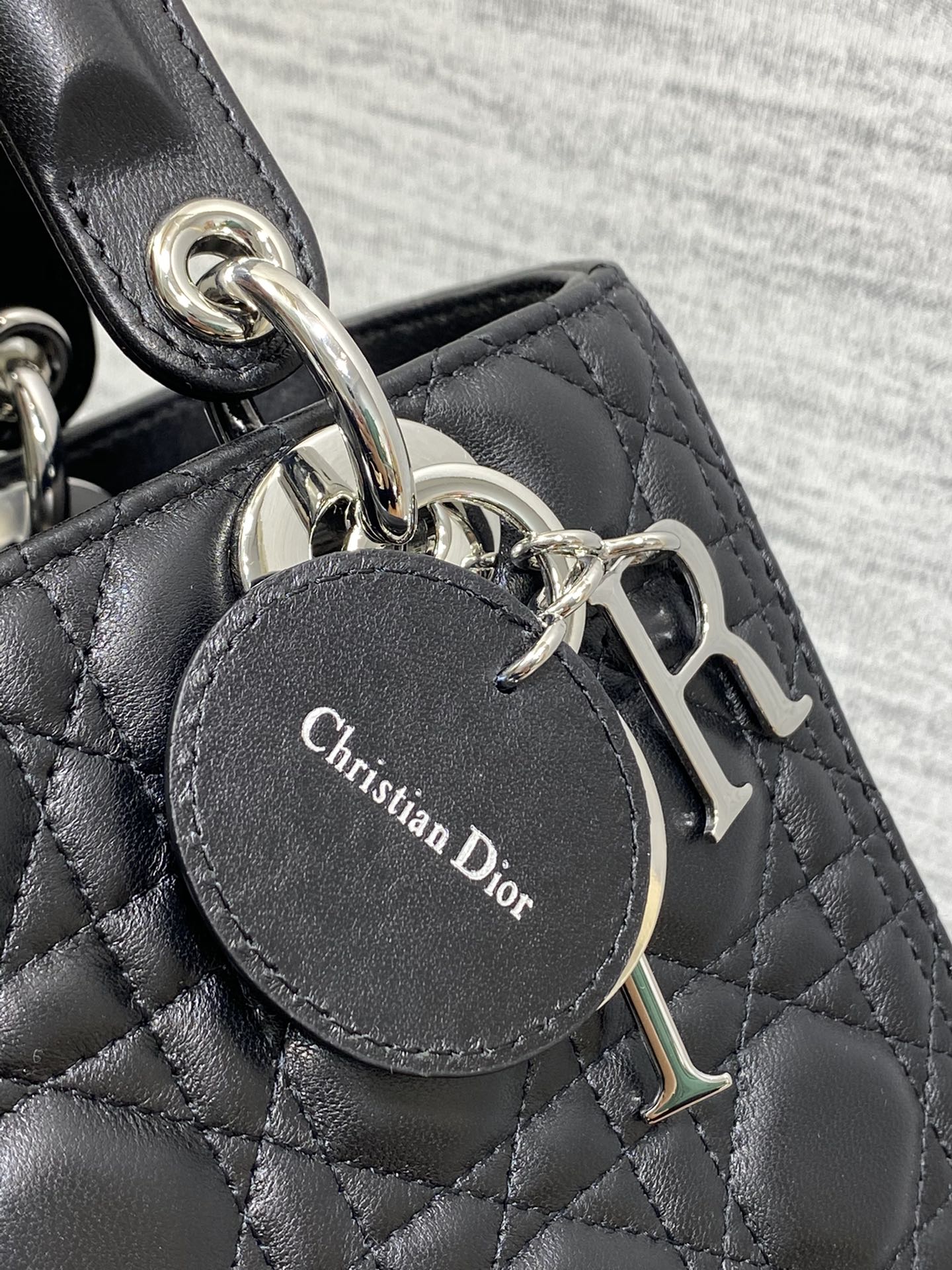 Dior Classic Black Quilted Leather Top Handle Handbag with Shoulder Strap