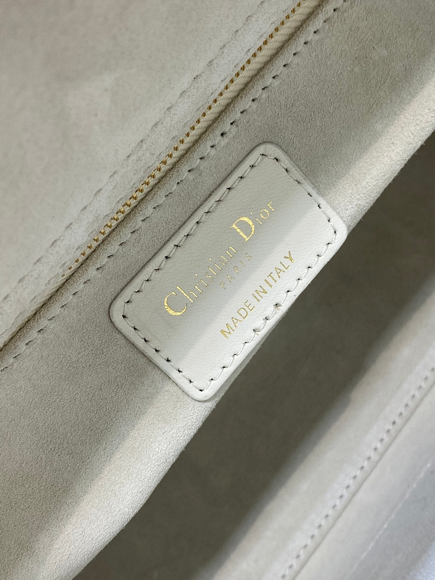 Dior Classic White Quilted Leather Top Handle Handbag with Gold Charms