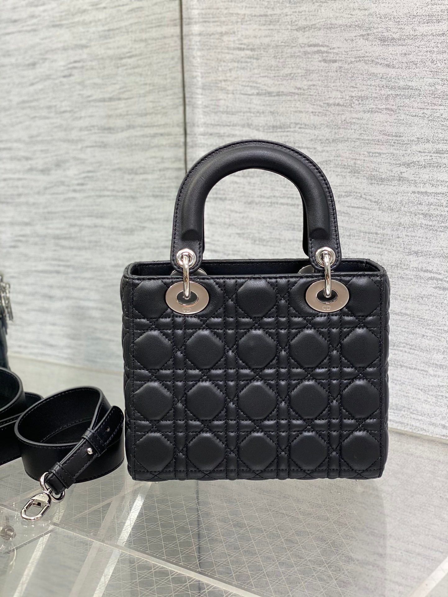Mini Lady Dior Bag in Black Cannage Lambskin with Silver-Tone Hardware