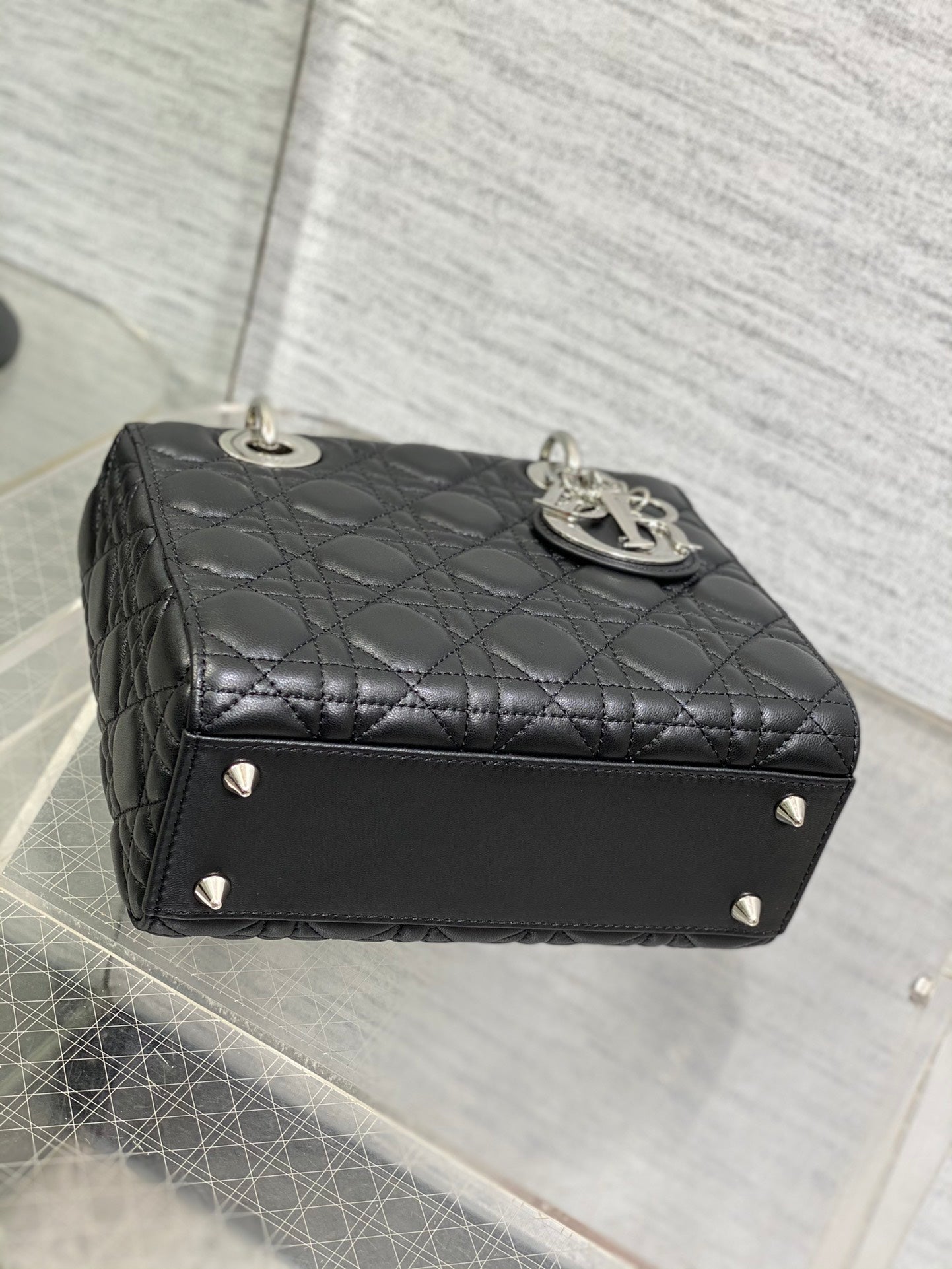 Dior Black Quilted Leather Top Handle Bag with Removable Crossbody Strap