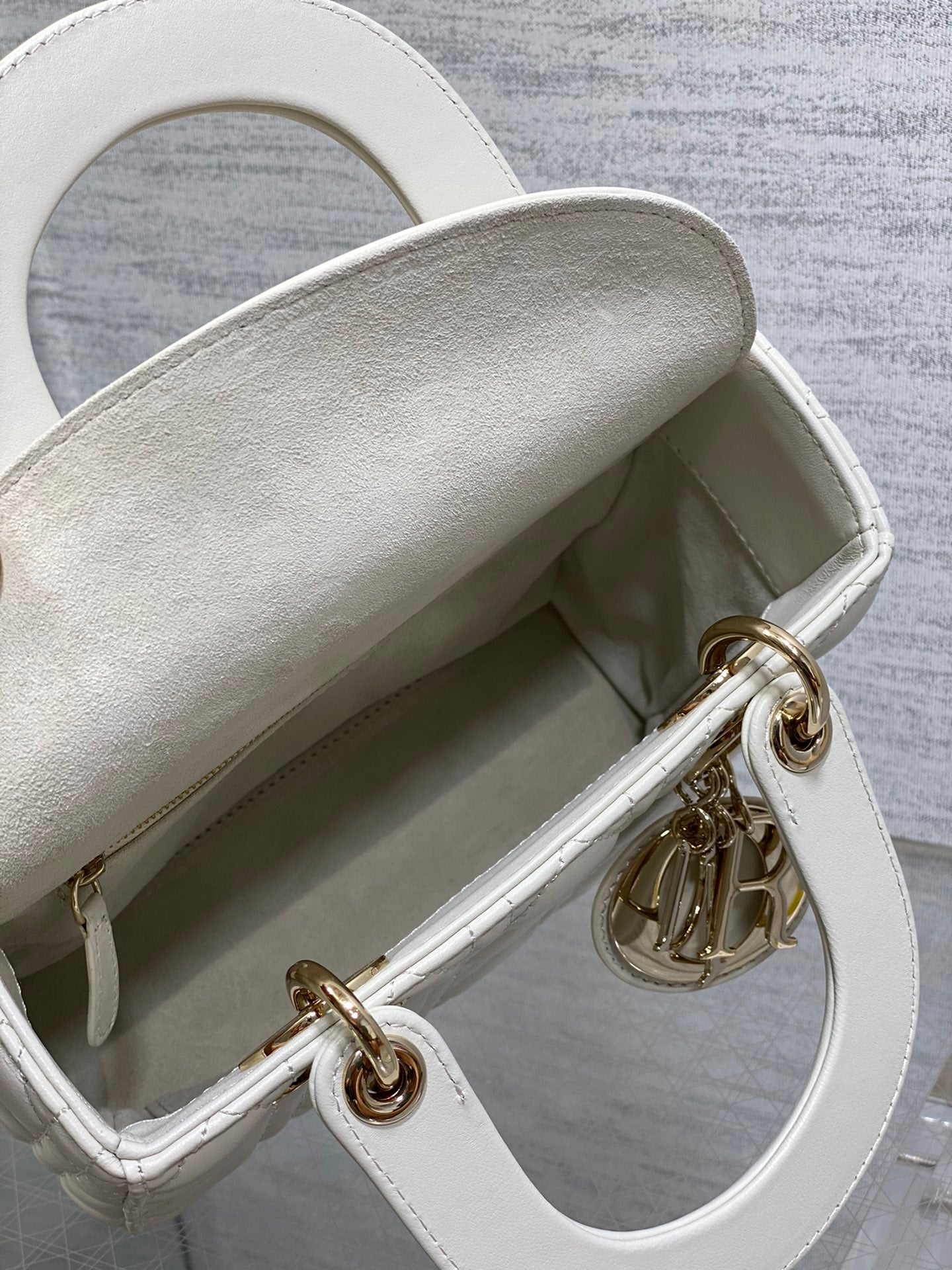 Dior Classic White Quilted Leather Handbag with Crossbody Strap