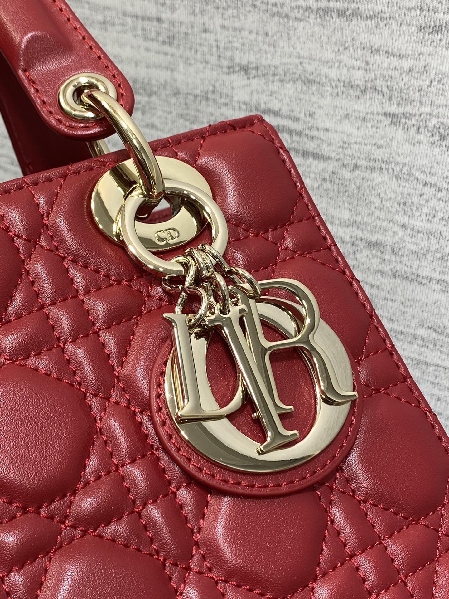 Dior Classic Red Quilted Leather Top Handle Crossbody Handbag