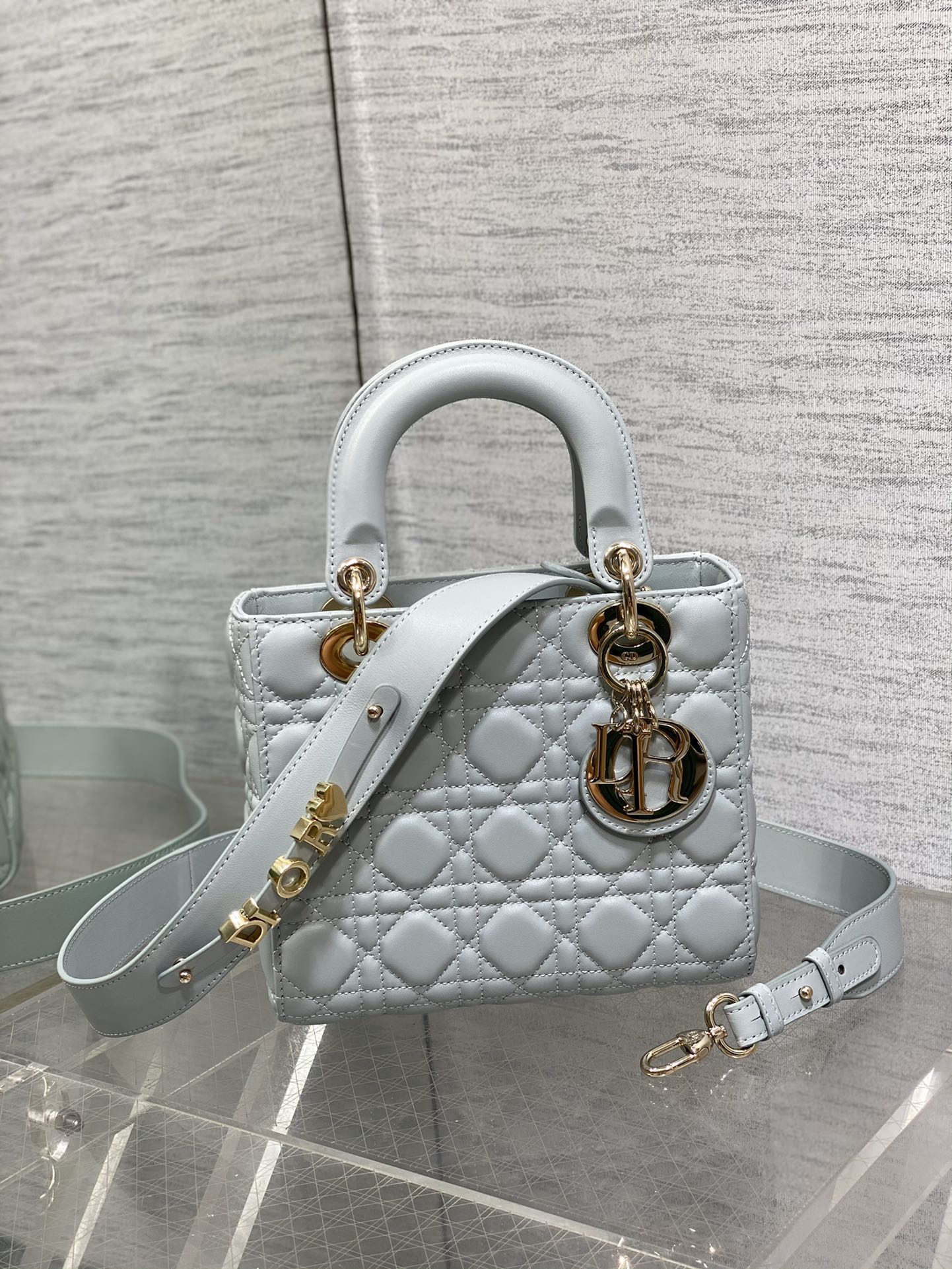 Christian Dior Small Lady My ABCDior Bag Cloud Blue Cannage Lambskin