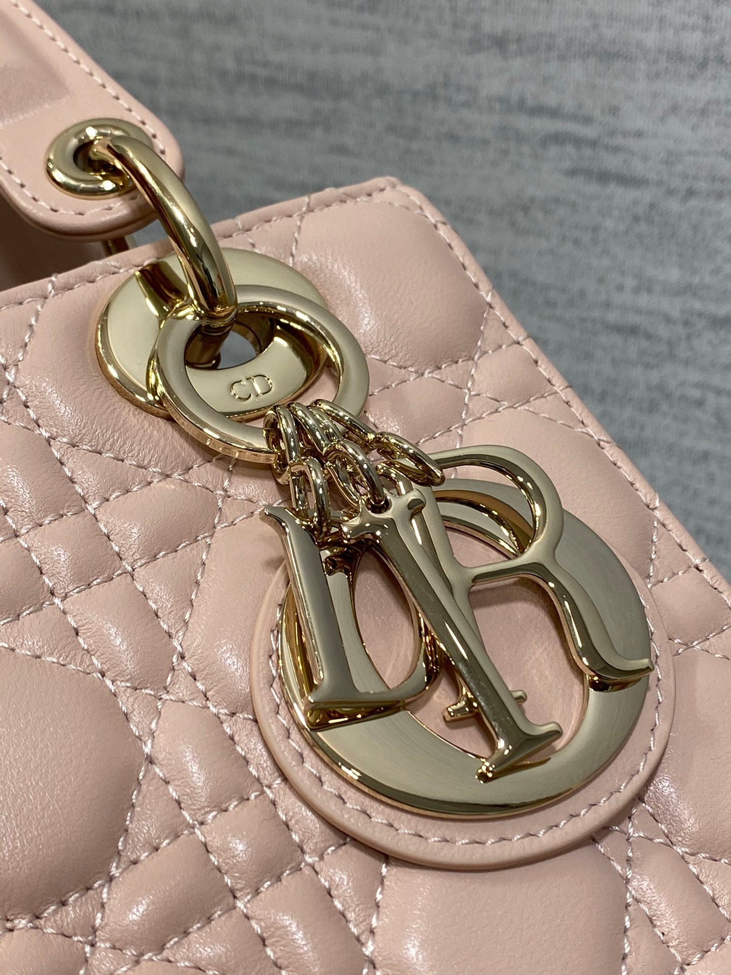 Dior Light Pink Quilted Leather Top Handle Bag with Gold Hardware