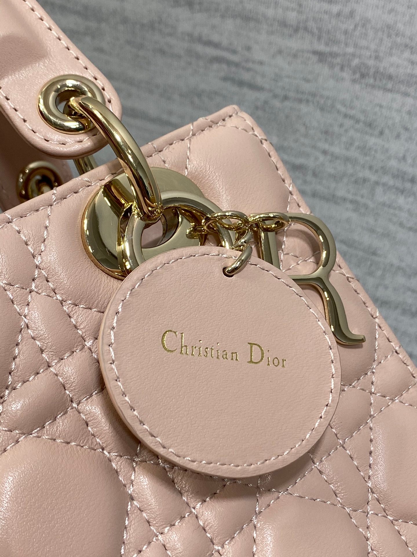 Dior Light Pink Quilted Leather Top Handle Bag with Gold Hardware