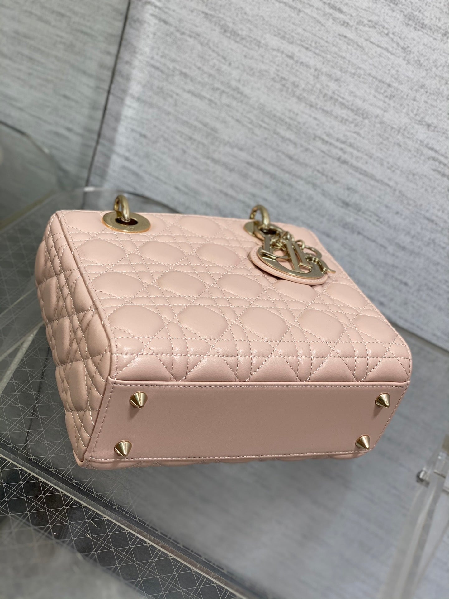 Dior Blush Pink Quilted Leather Top Handle Crossbody Handbag