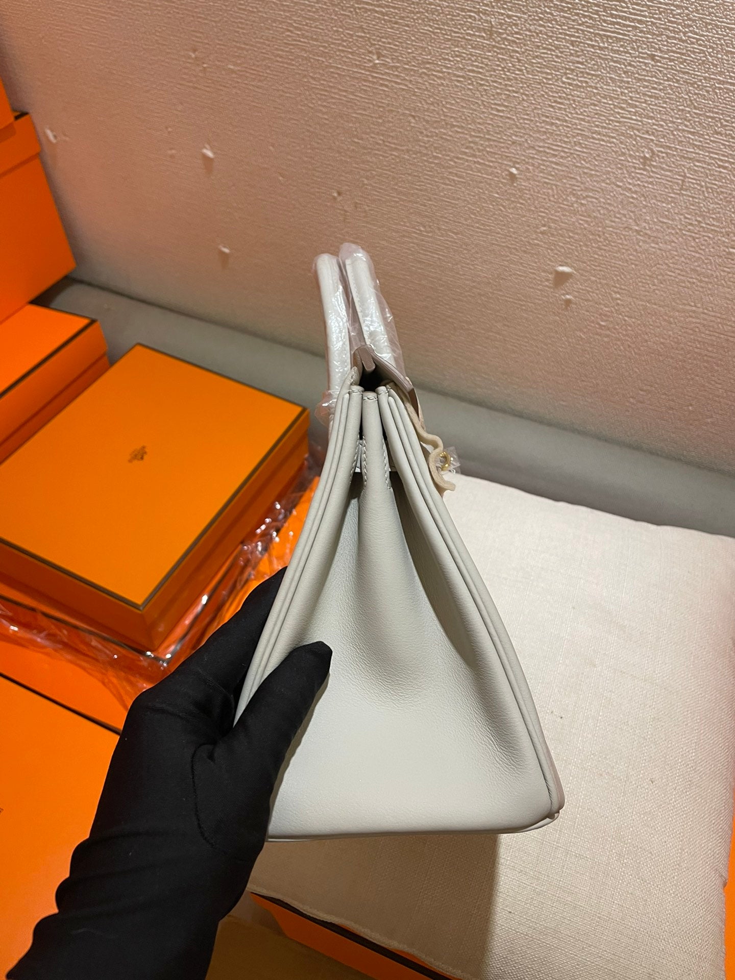 Hermès Birkin 25 White Togo Leather Palladium Hardware Handbag