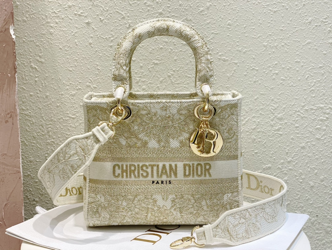 Dior Floral Embroidered Top Handle Crossbody Bag in Sage Green