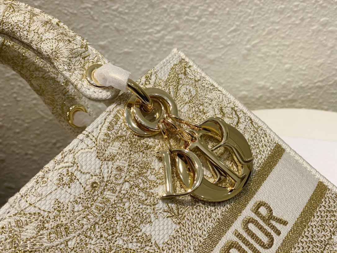 Dior Floral Embroidered Top Handle Crossbody Bag in Sage Green