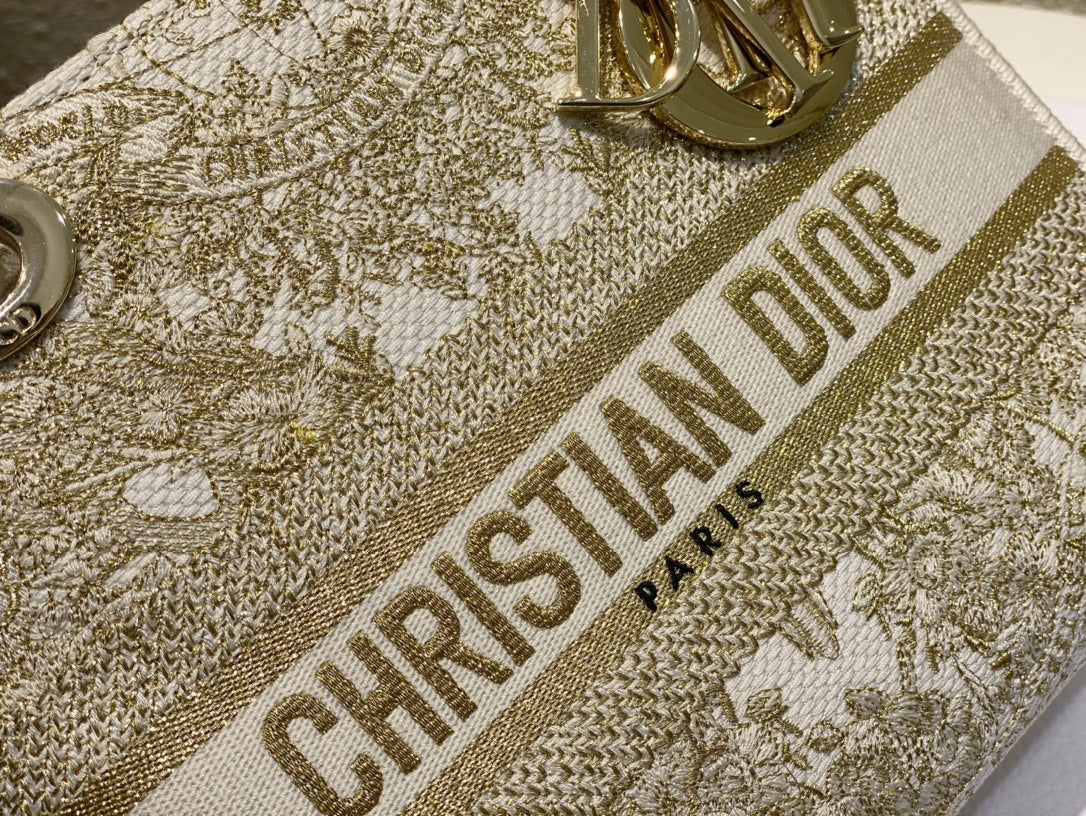 Dior Floral Embroidered Top Handle Crossbody Bag in Sage Green