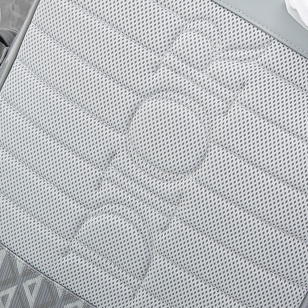 Dior Grey Geometric Diamond Pattern Drawstring Travel Backpack