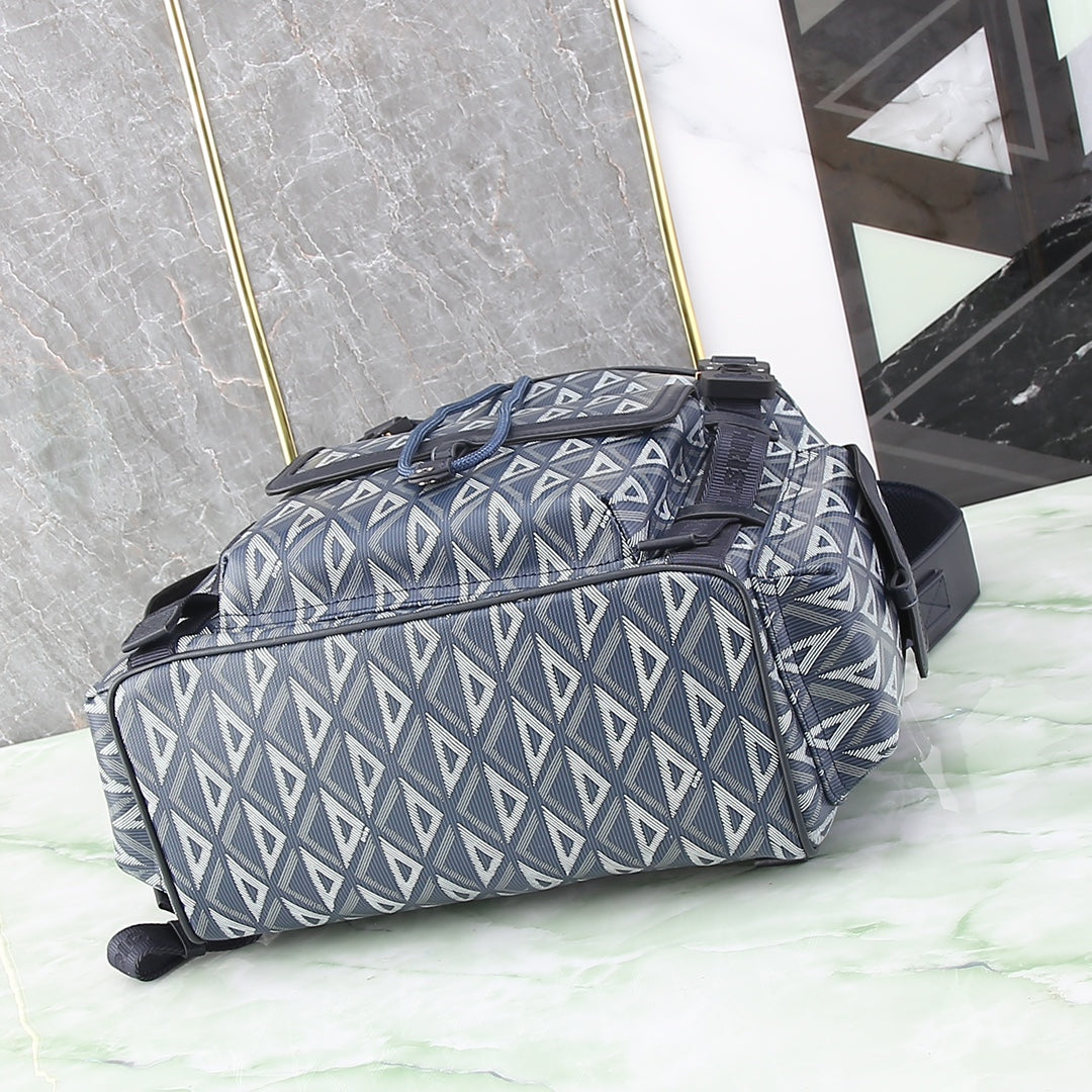 Dior Modern Geometric Pattern Backpack with Buckle Straps and Drawstring