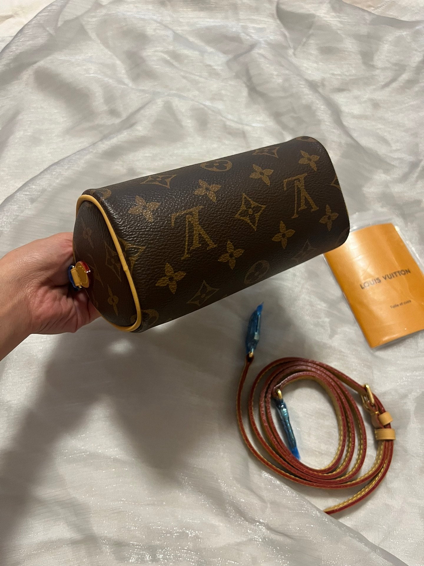 Louis Vuitton Classic Monogram Mini Crossbody Duffle Bag with Leather Trim