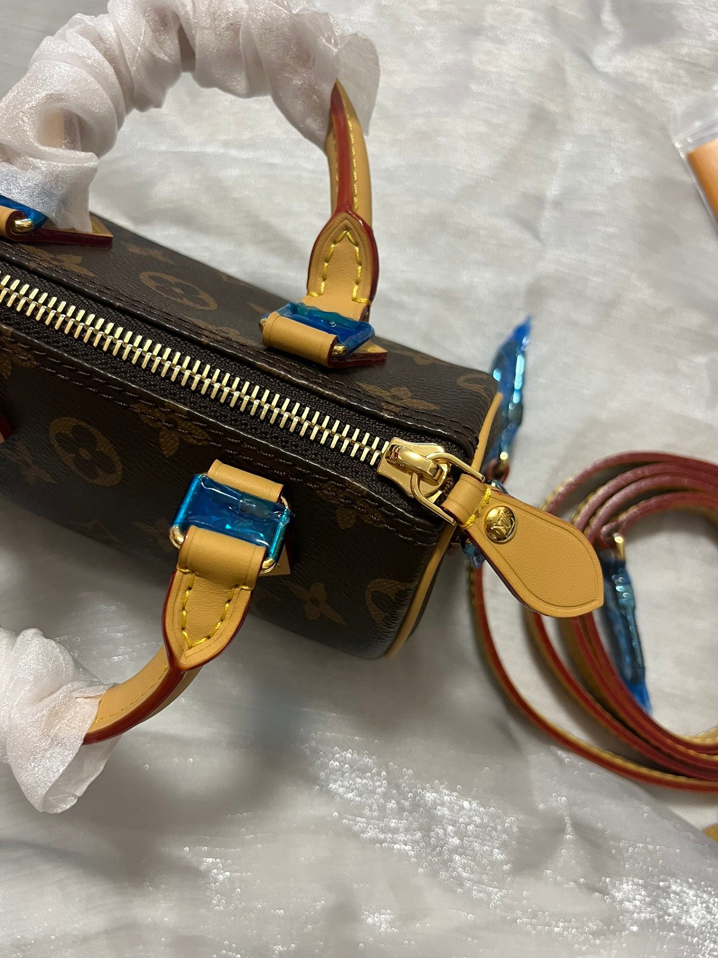 Louis Vuitton Classic Monogram Mini Crossbody Duffle Bag with Leather Trim