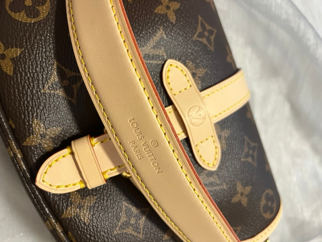Louis Vuitton Classic Monogram Canvas Shoulder Crossbody Bag with Buckle