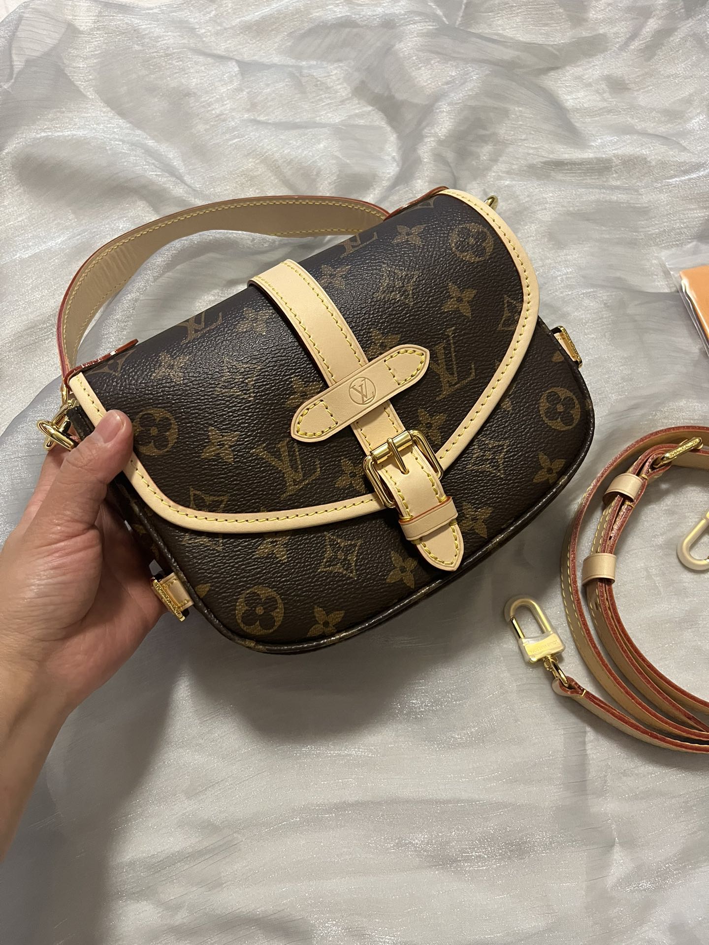 Louis Vuitton Classic Monogram Canvas Shoulder Crossbody Bag with Buckle