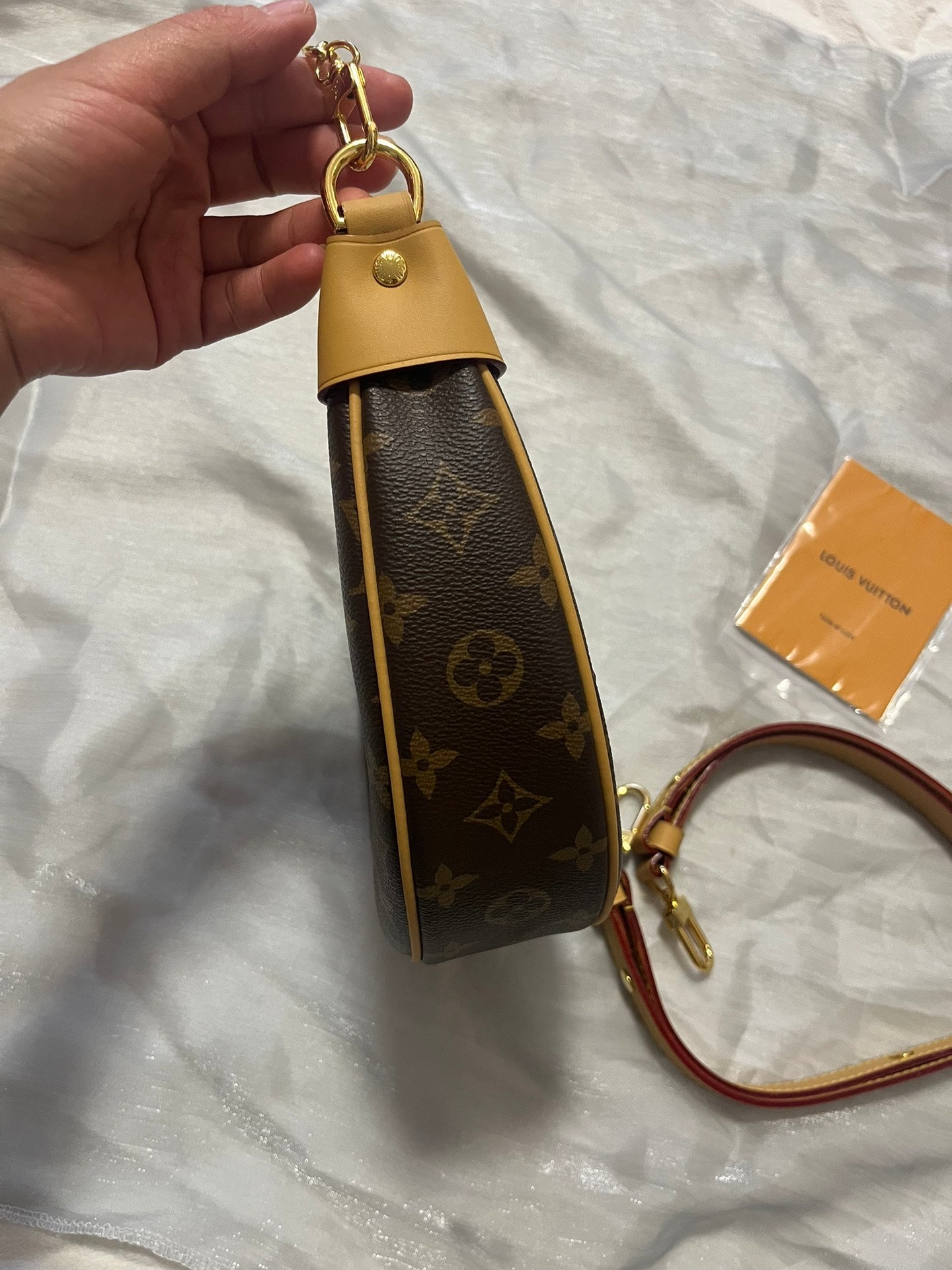 Louis Vuitton Vintage Brown Monogram Crescent Hobo Bag with Gold Chain