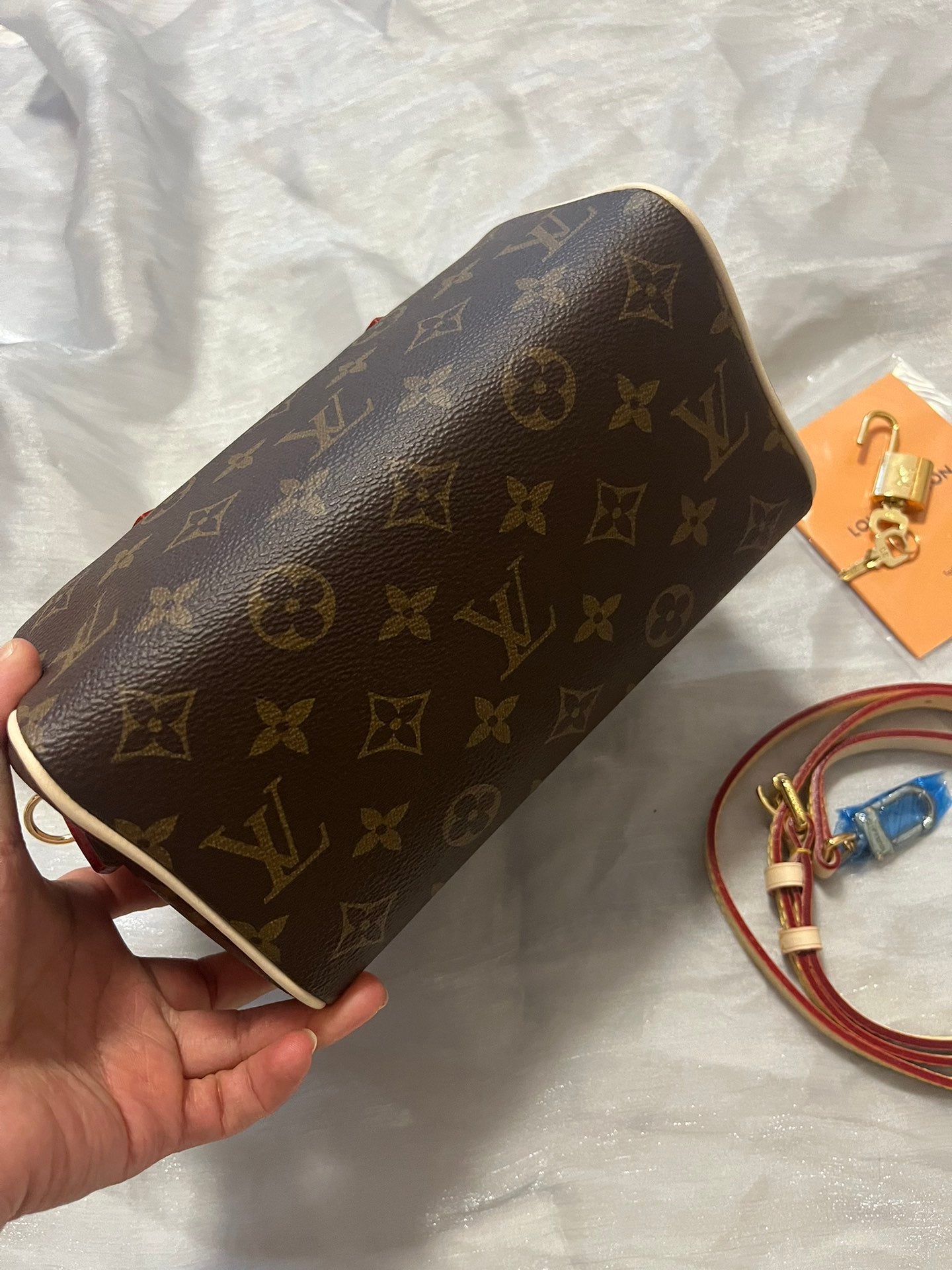 Louis Vuitton Classic Monogram Print Mini Crossbody Duffle Bag with Top Handle