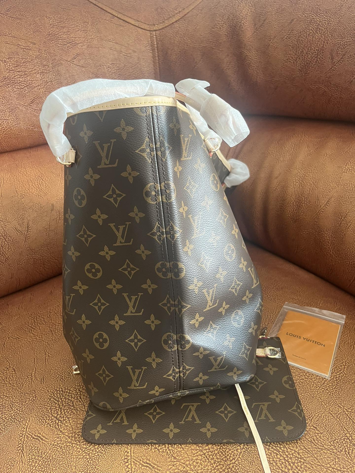 Louis Vuitton Classic Monogram Canvas Tote Bag with Matching Pouch