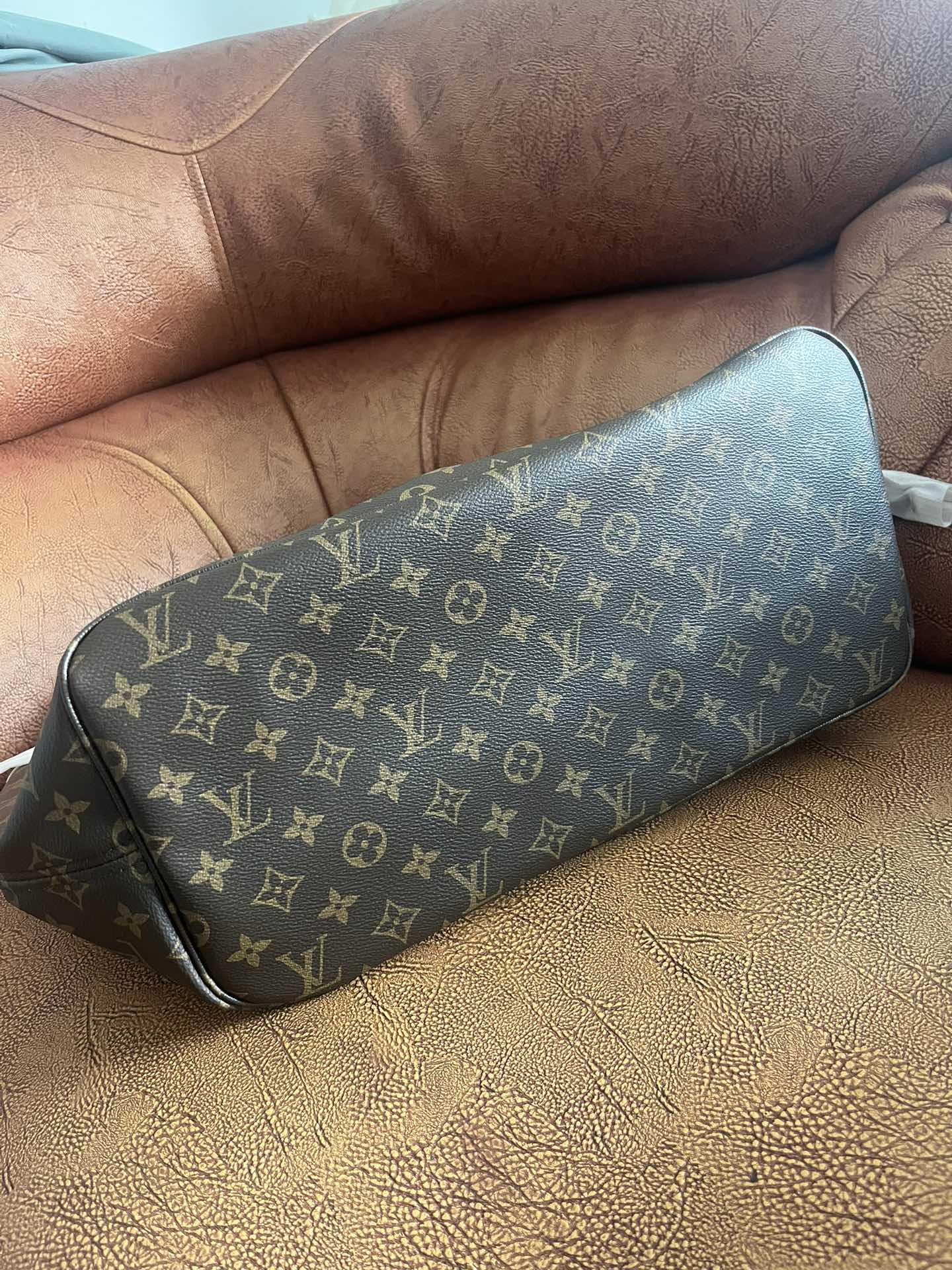 Louis Vuitton Brown Monogram Print Canvas Shoulder Tote Bag with Leather Straps