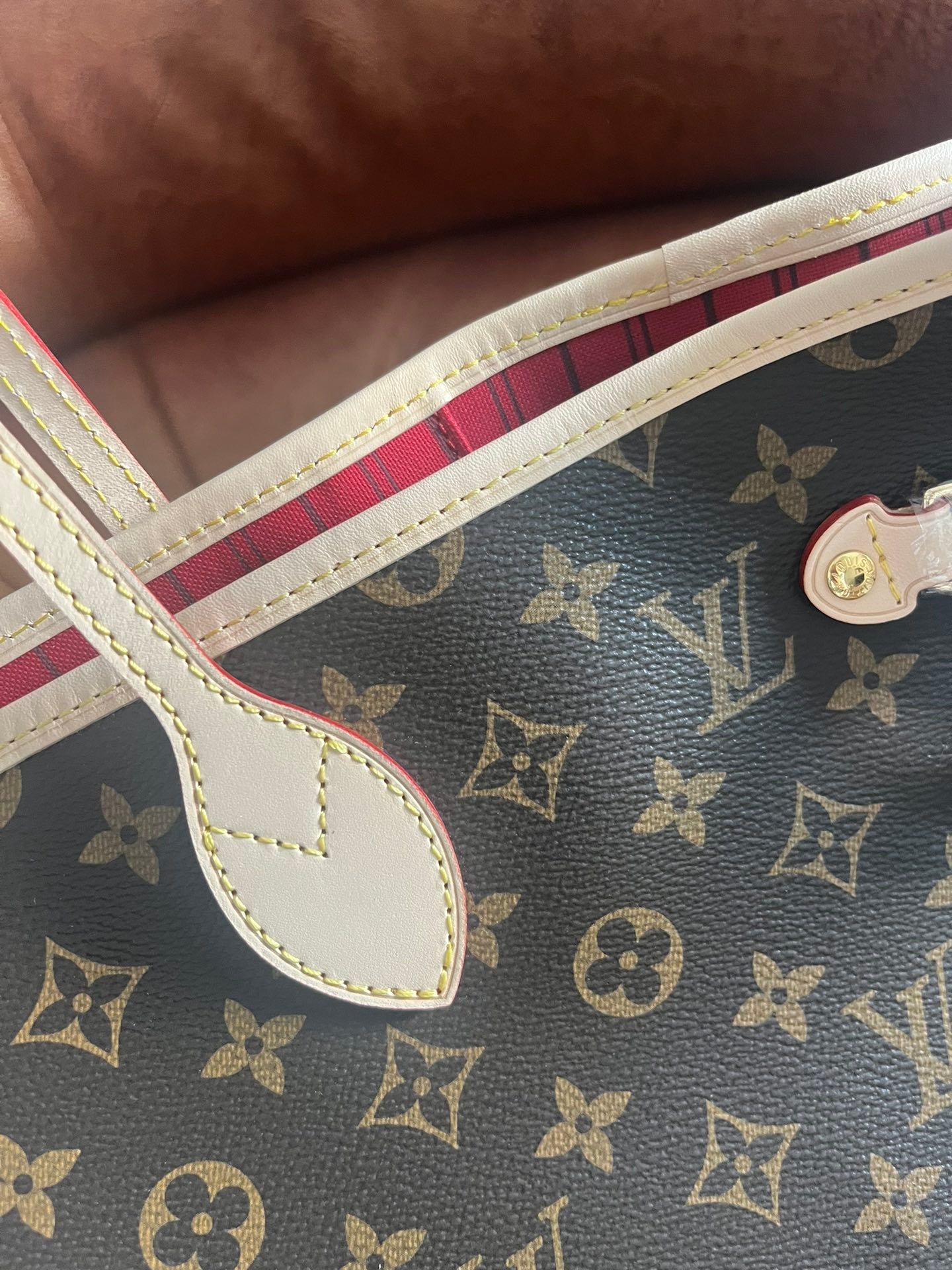 Louis Vuitton Classic Monogram Print Canvas Tote Bag with Leather Straps