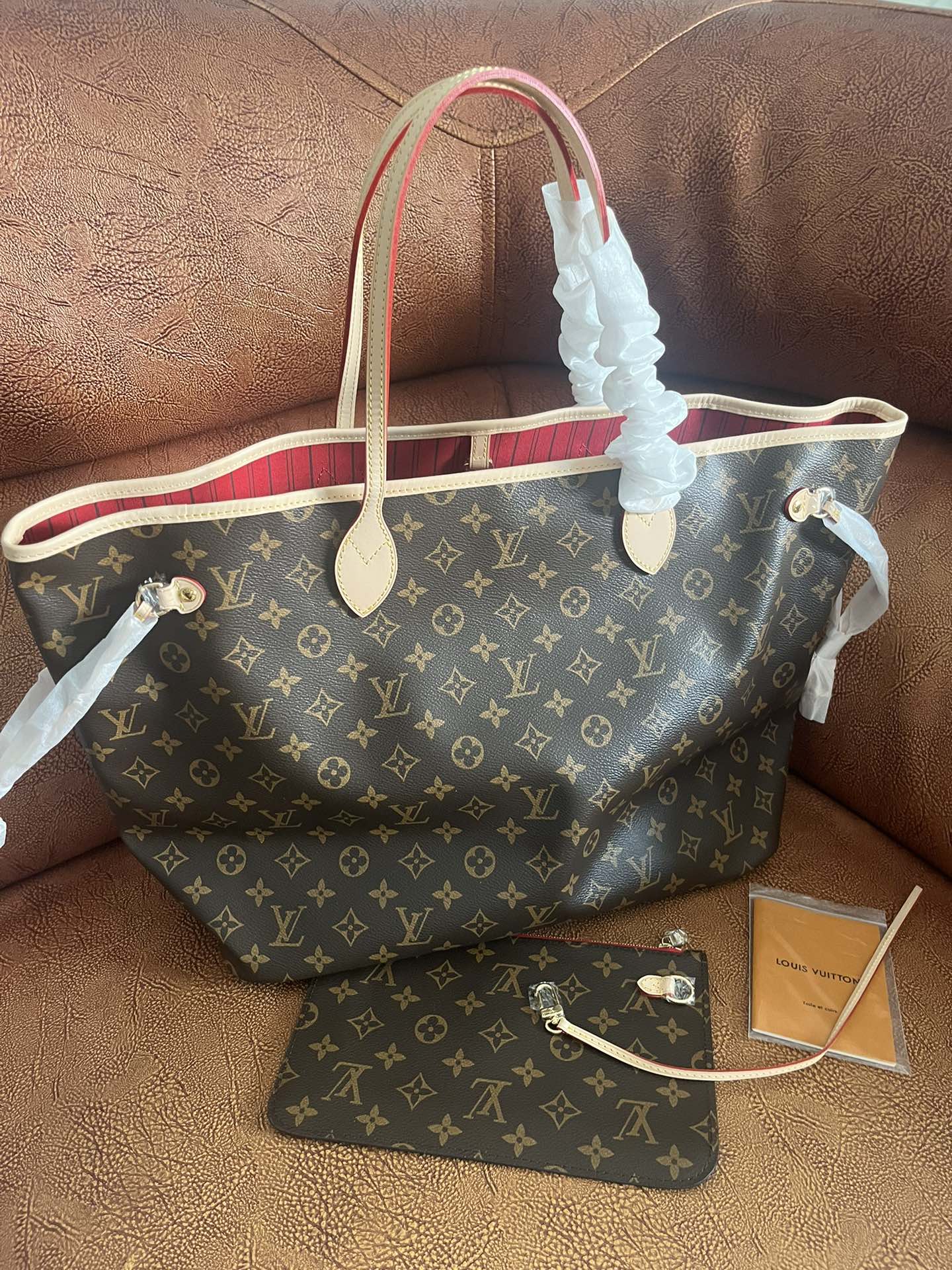 Louis Vuitton Classic Monogram Print Canvas Tote Bag with Leather Straps