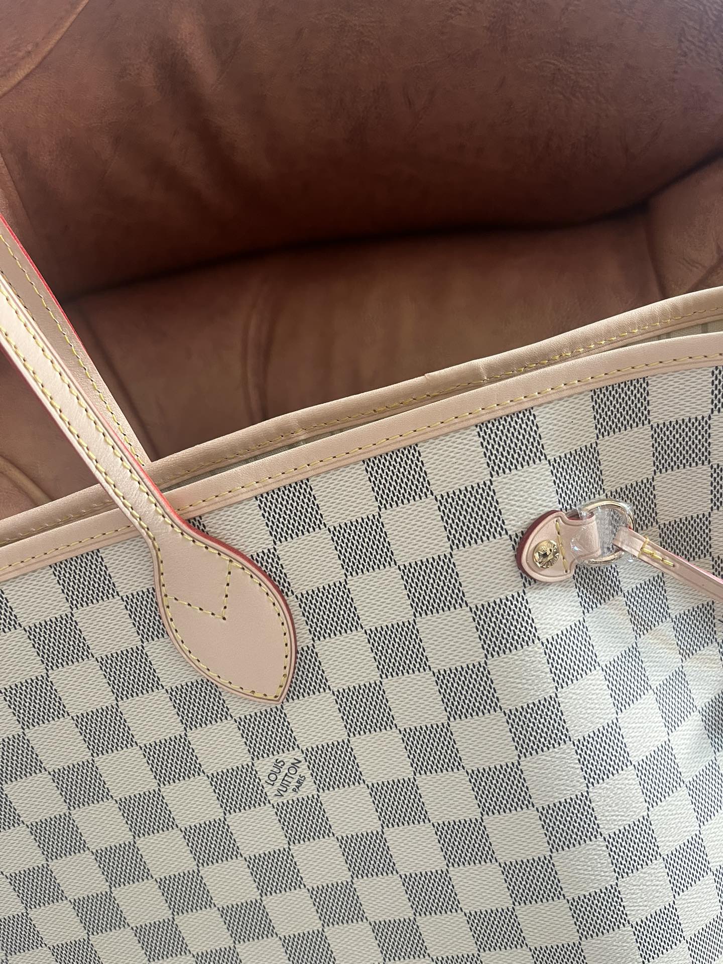 Louis Vuitton Neverfull MM Damier Azur Tote Bag with Pouch