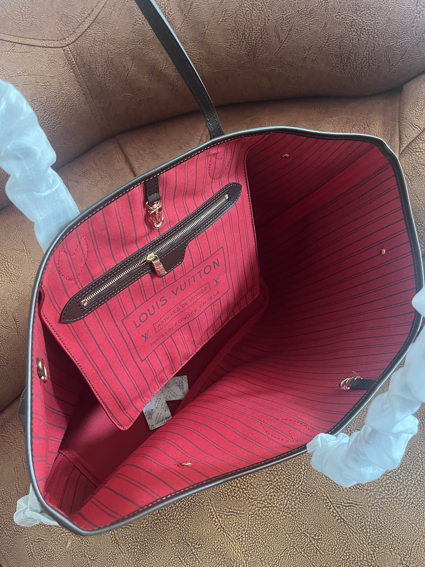 Louis Vuitton Classic Brown Checkerboard Tote Bag Women Large Shoulder Purse