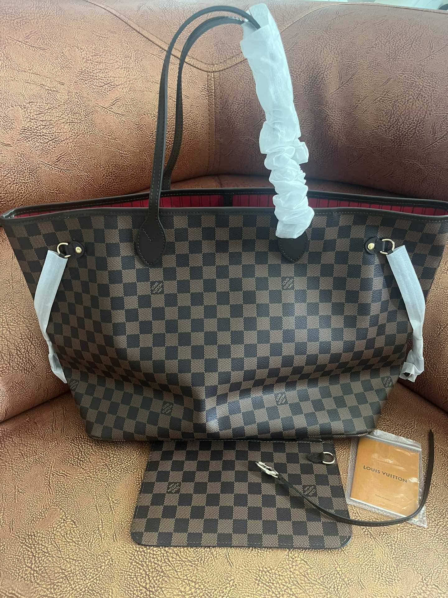 Louis Vuitton Classic Brown Checkerboard Tote Bag Women Large Shoulder Purse