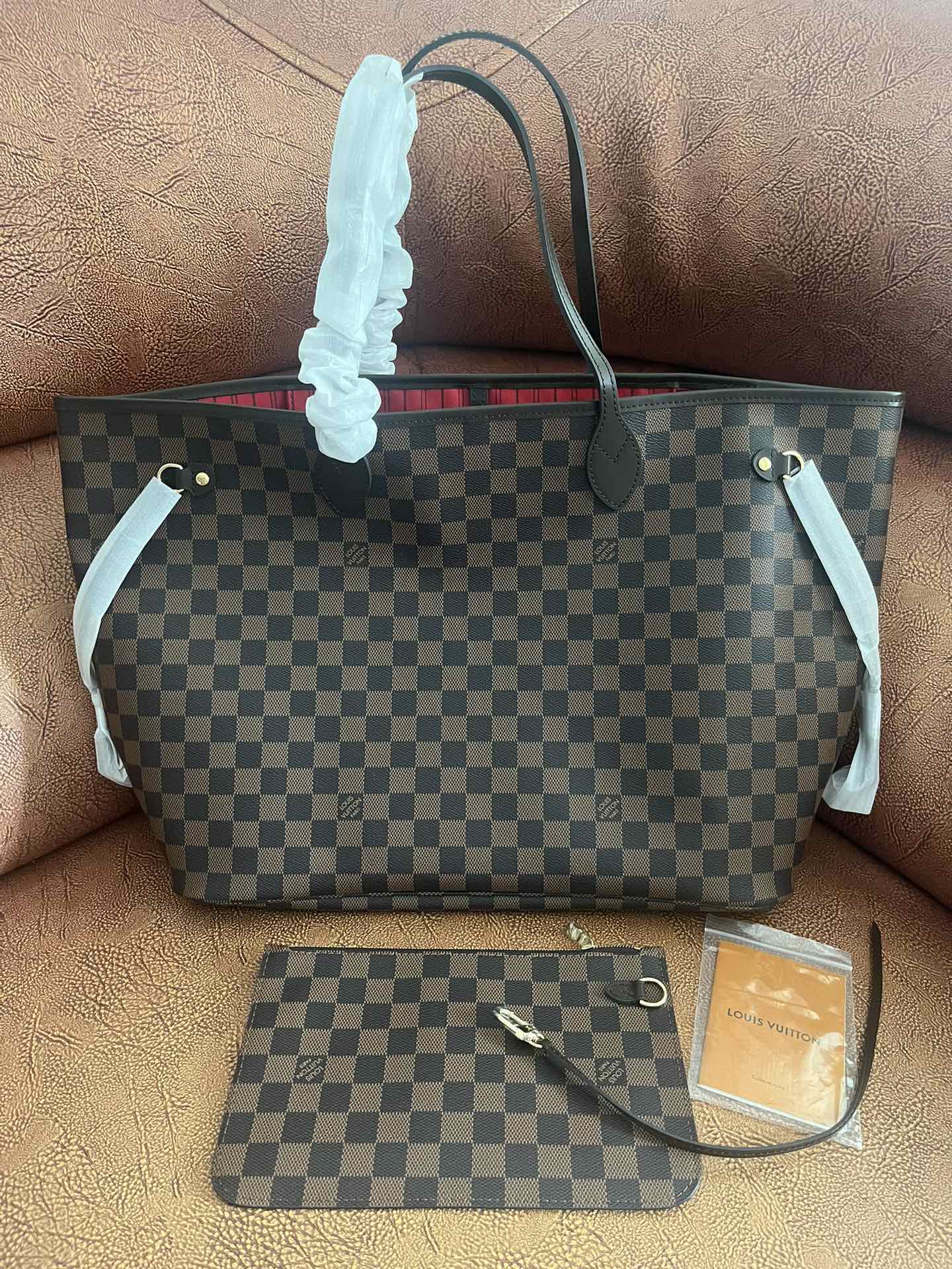 Louis Vuitton Classic Brown Checkerboard Tote Bag Women Large Shoulder Purse