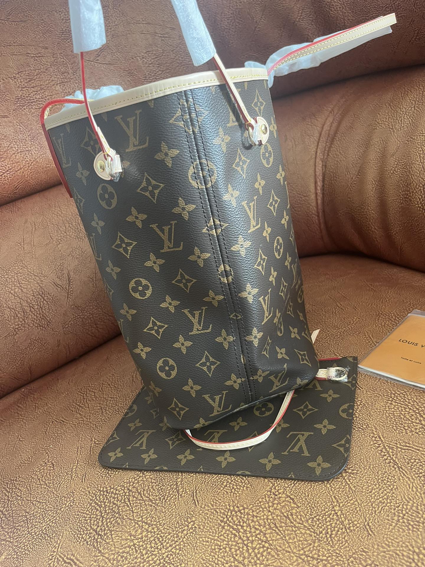 Louis Vuitton Brown Monogram Canvas Shoulder Tote Bag with Removable Pouch