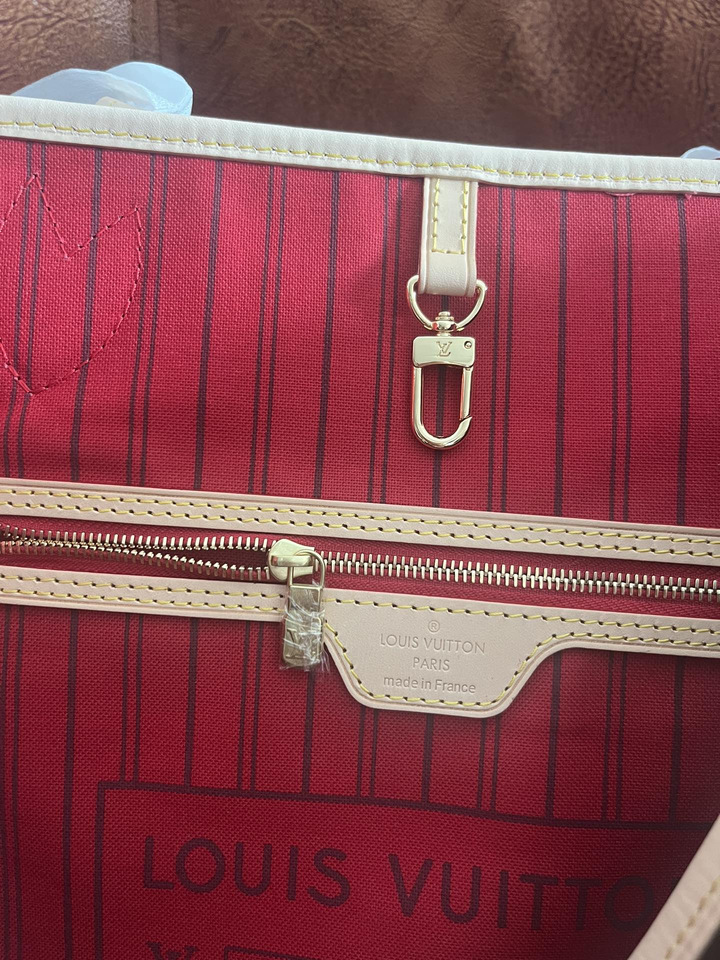 Louis Vuitton Brown Monogram Canvas Shoulder Tote Bag with Removable Pouch
