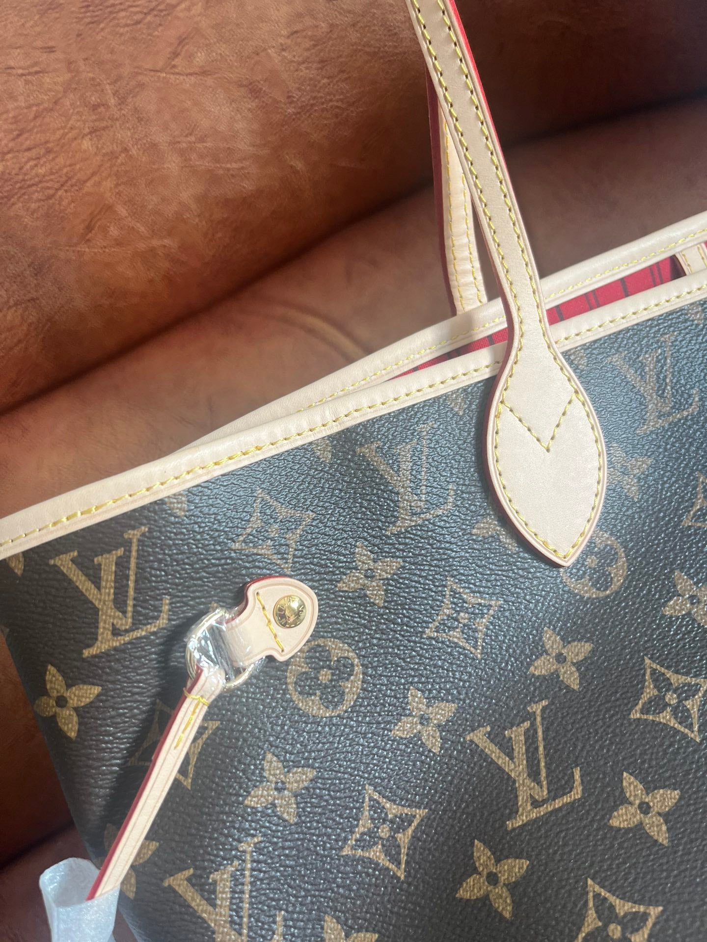 Louis Vuitton Brown Monogram Canvas Shoulder Tote Bag with Removable Pouch