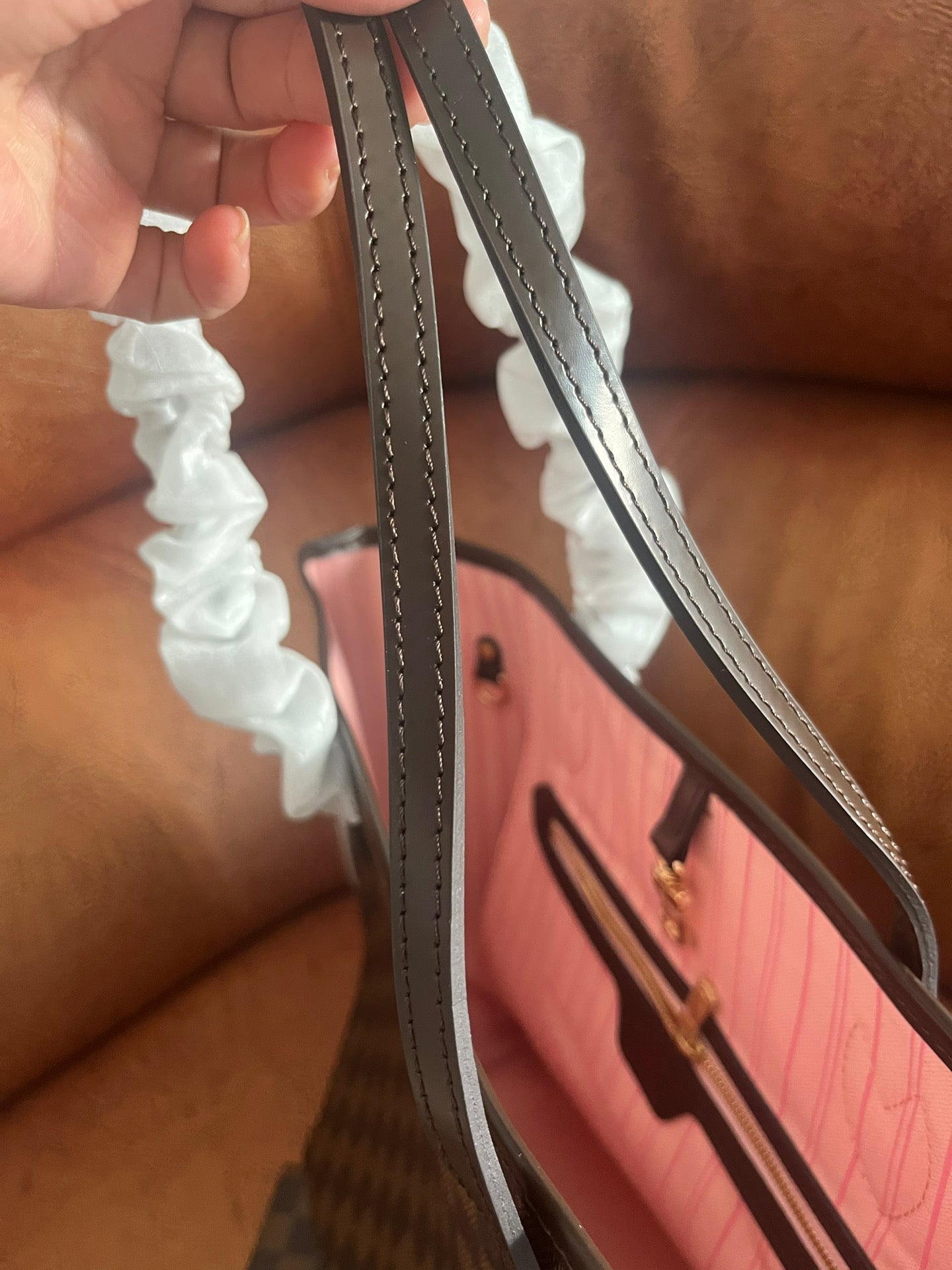 Louis Vuitton Classic Brown Checkerboard Tote Bag with Double Shoulder Straps