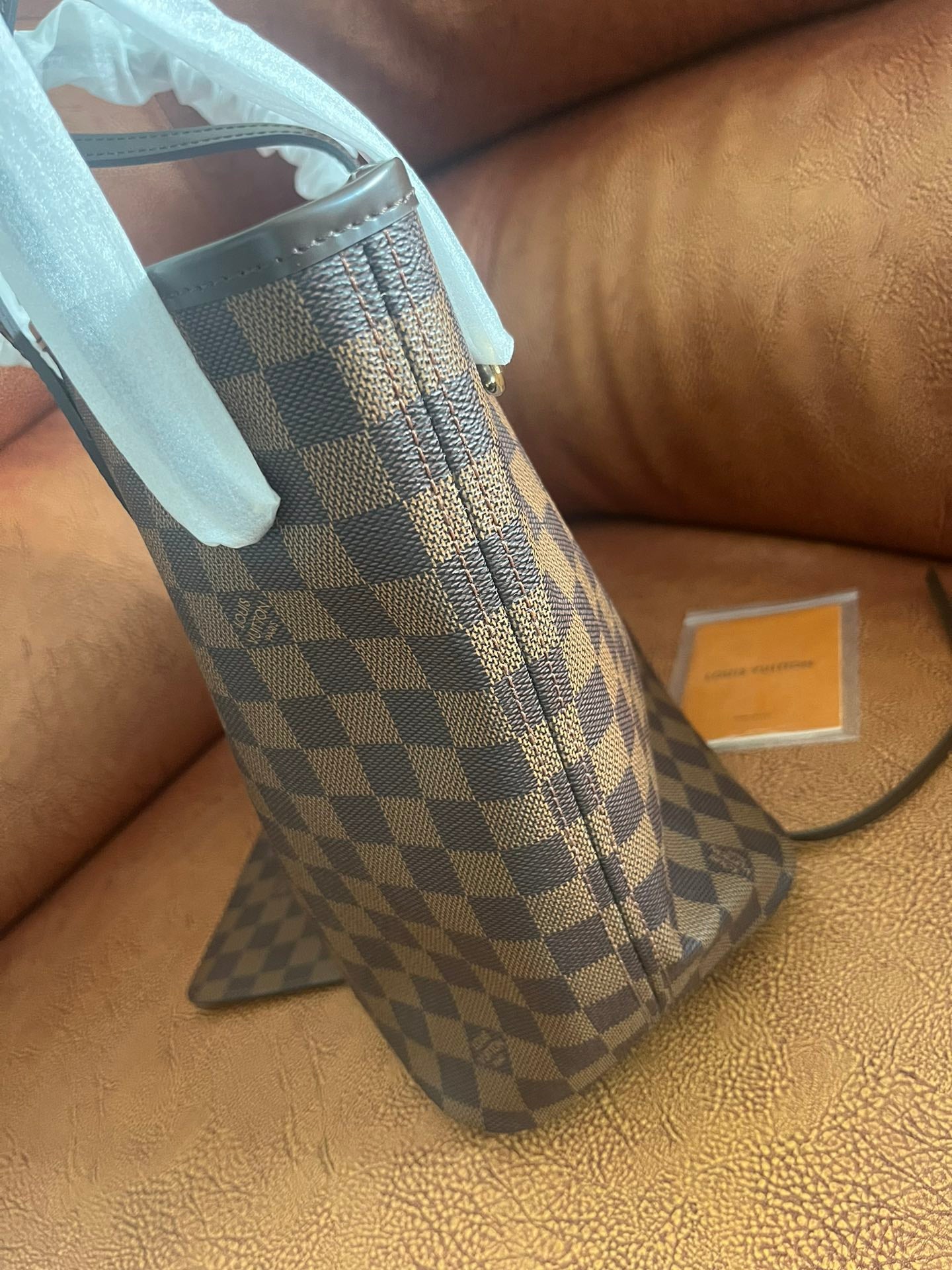Louis Vuitton Classic Brown Checkerboard Tote Bag with Double Shoulder Straps