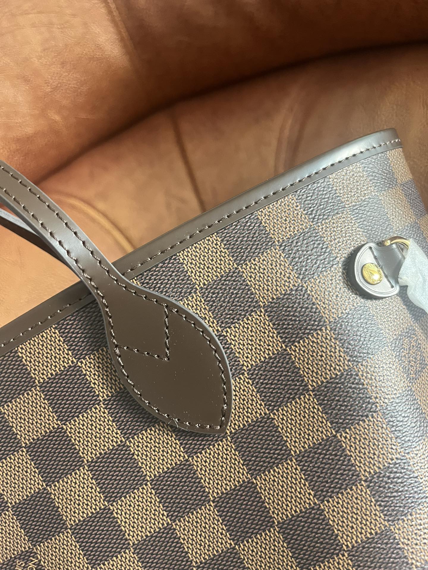 Louis Vuitton Classic Brown Checkerboard Tote Bag with Double Shoulder Straps