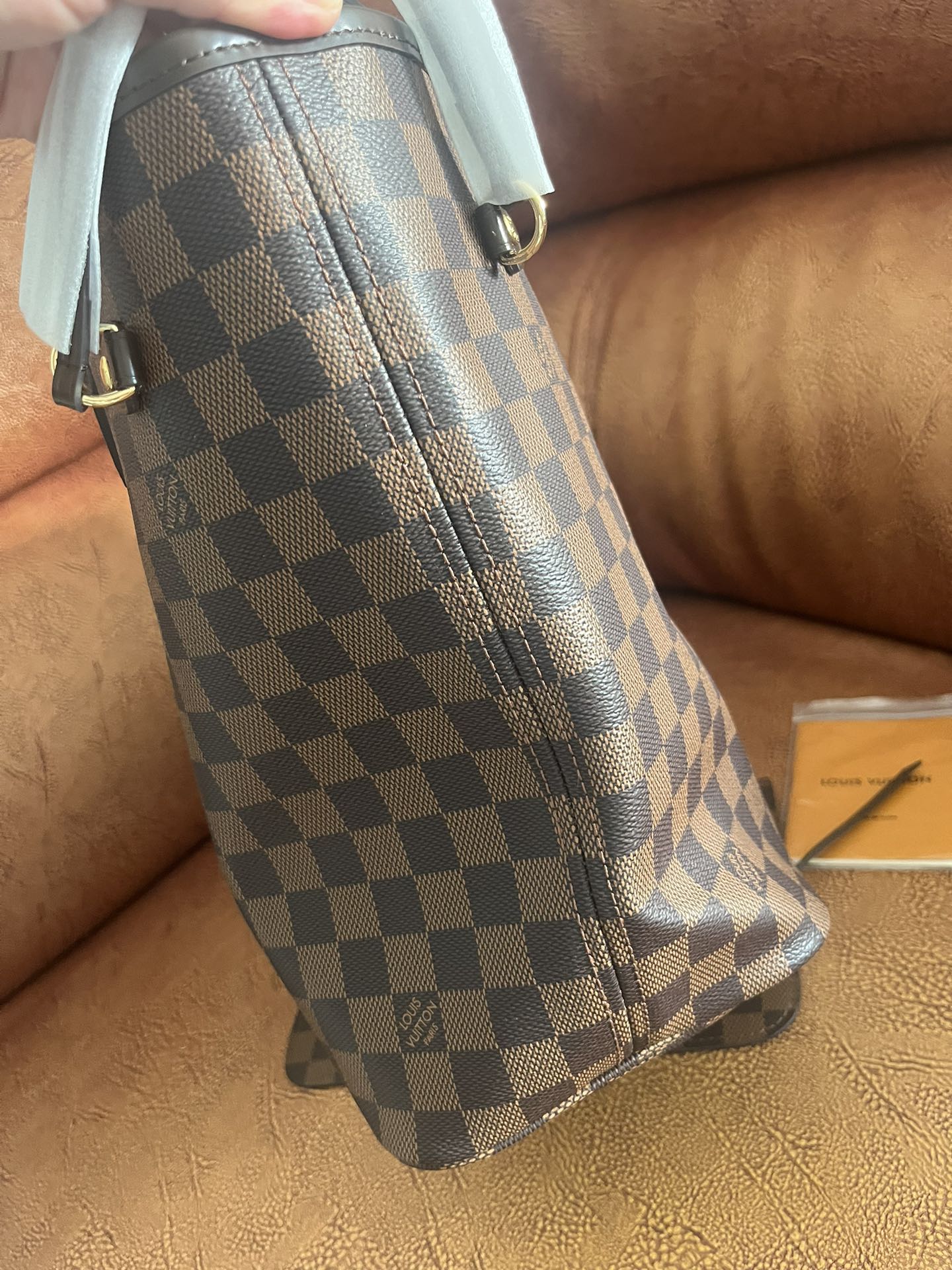 Louis Vuitton Classic Brown Checkered Tote Bag Shoulder Handbag for Women