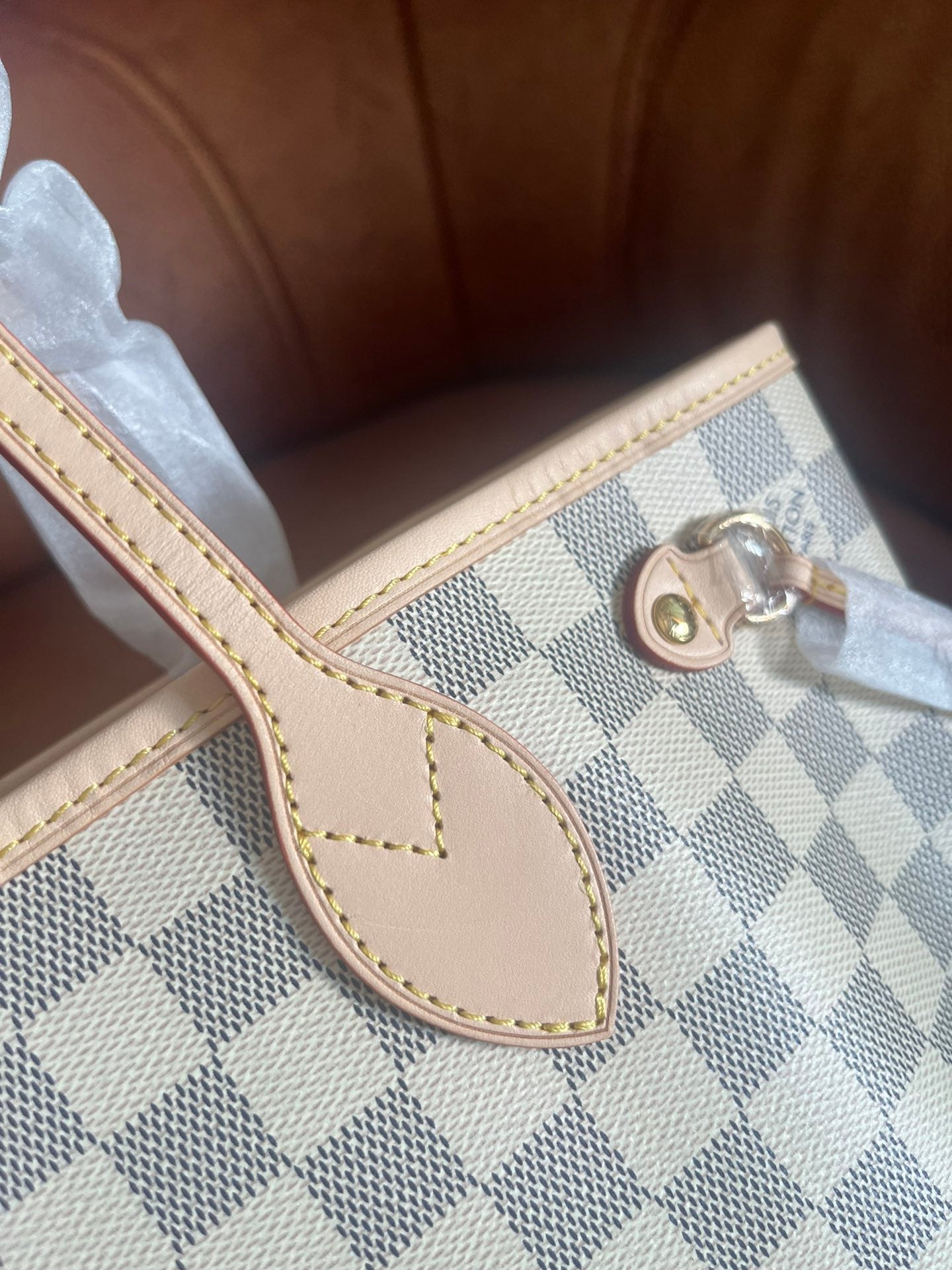 Louis Vuitton Classic Grey and White Checkered Shoulder Tote Bag with Pouch Set
