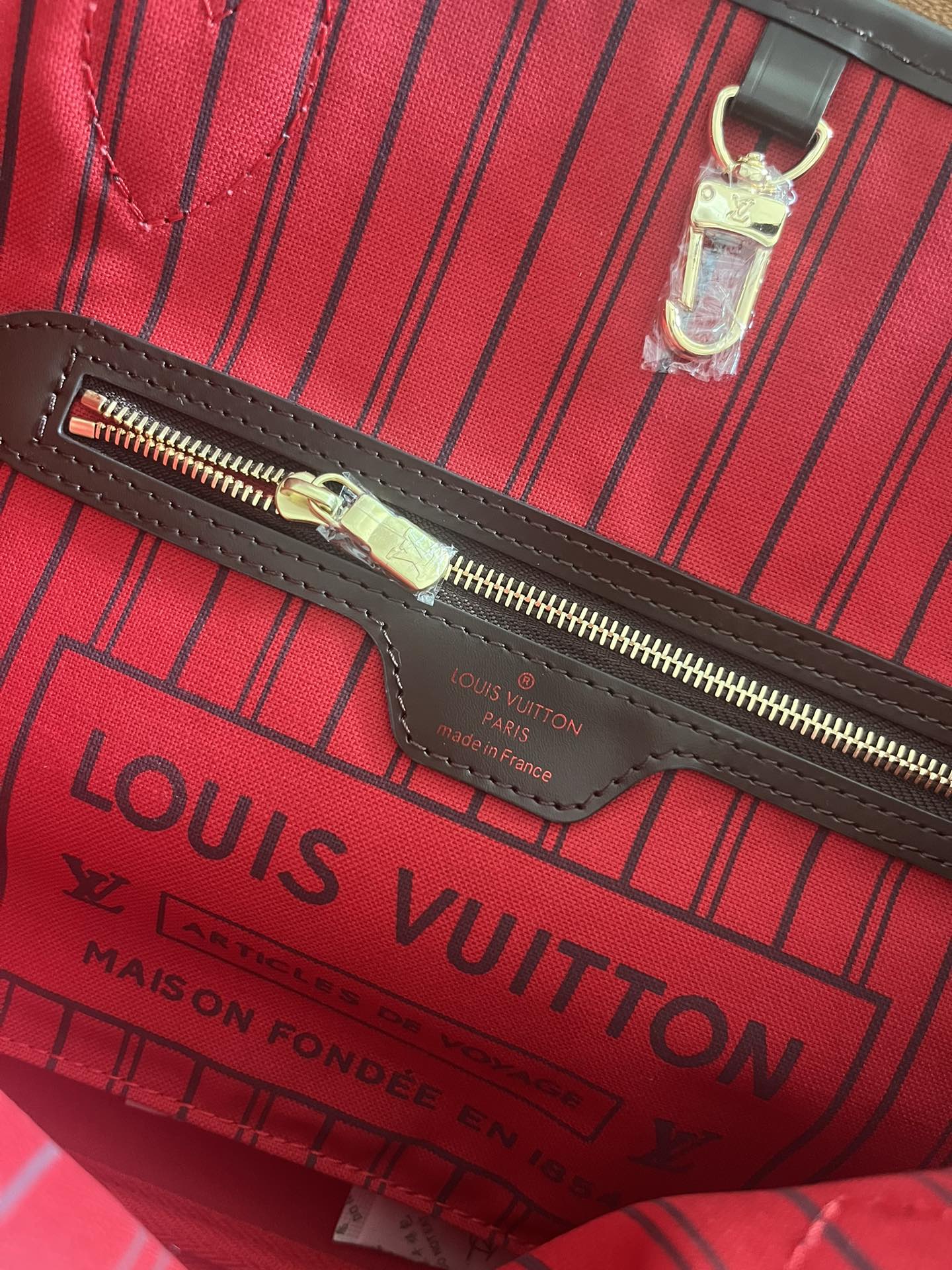 Louis Vuitton Classic Brown Checkered Canvas Tote Bag with Shoulder Straps