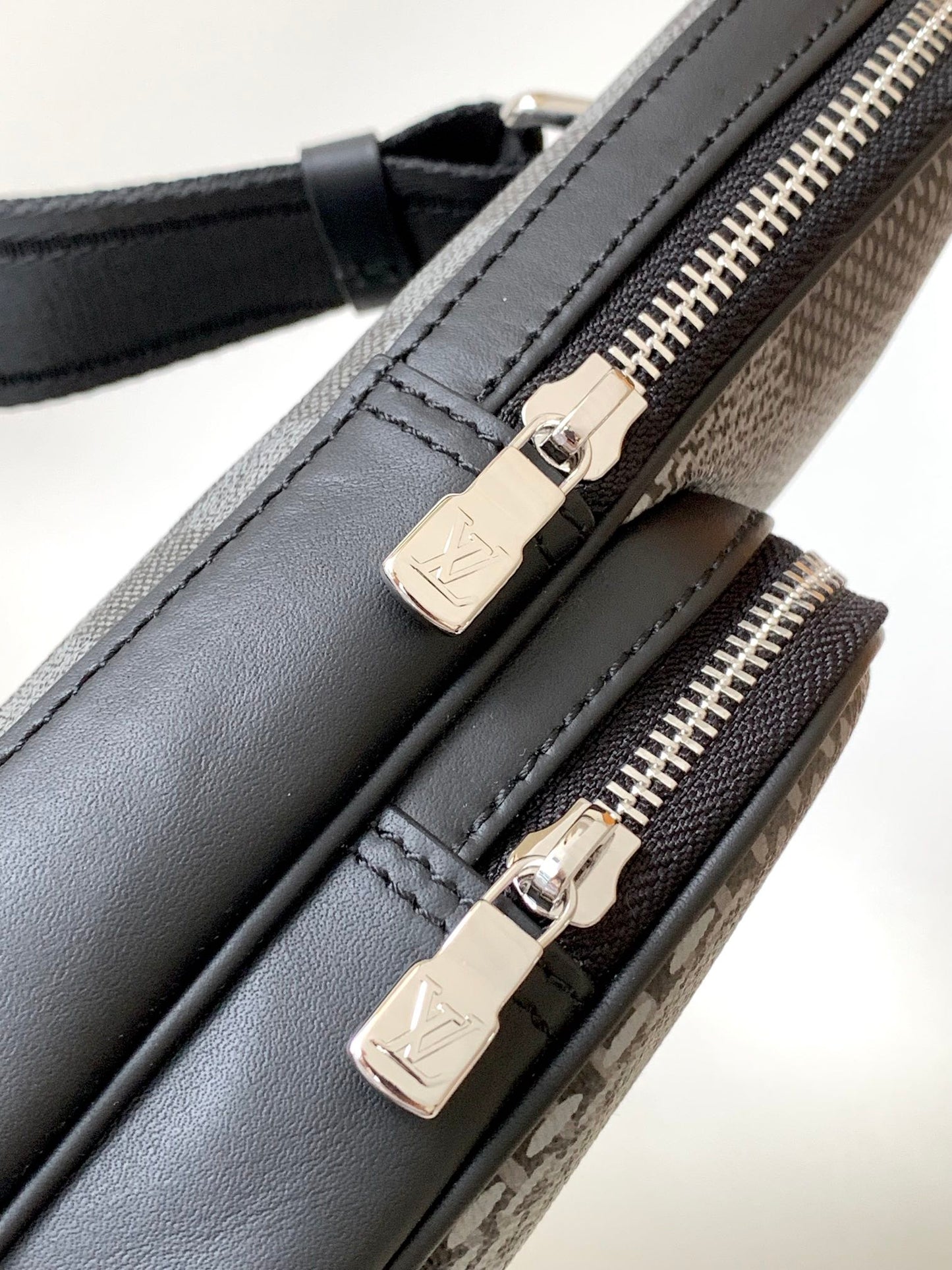 Louis Vuitton Men's Black and Grey Checkerboard Sling Crossbody Chest Bag