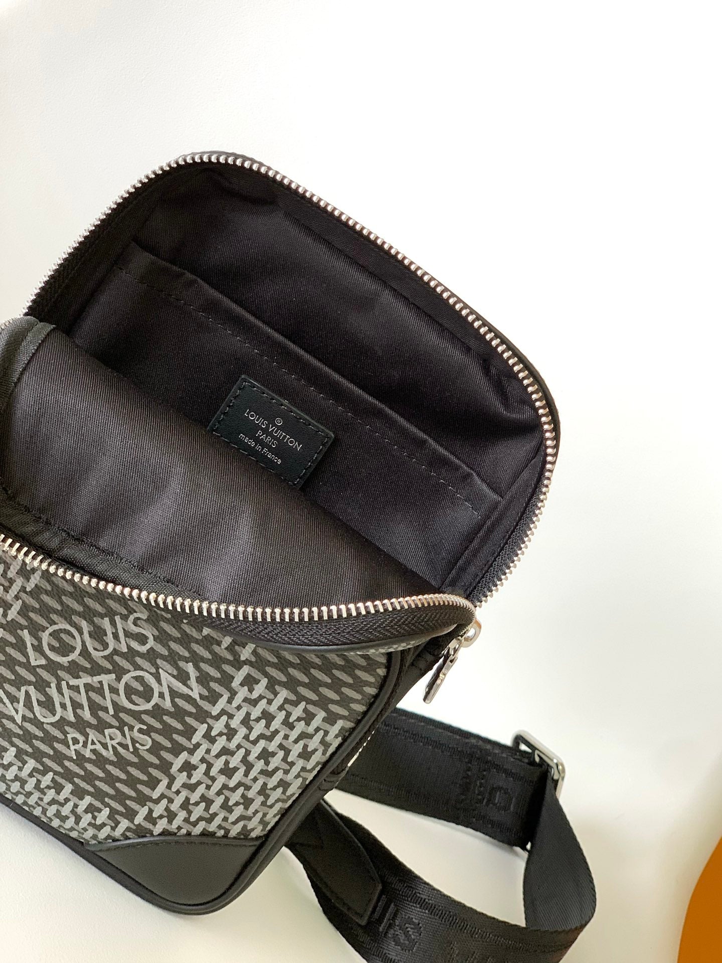 Louis Vuitton Men's Black and Grey Checkerboard Sling Crossbody Chest Bag