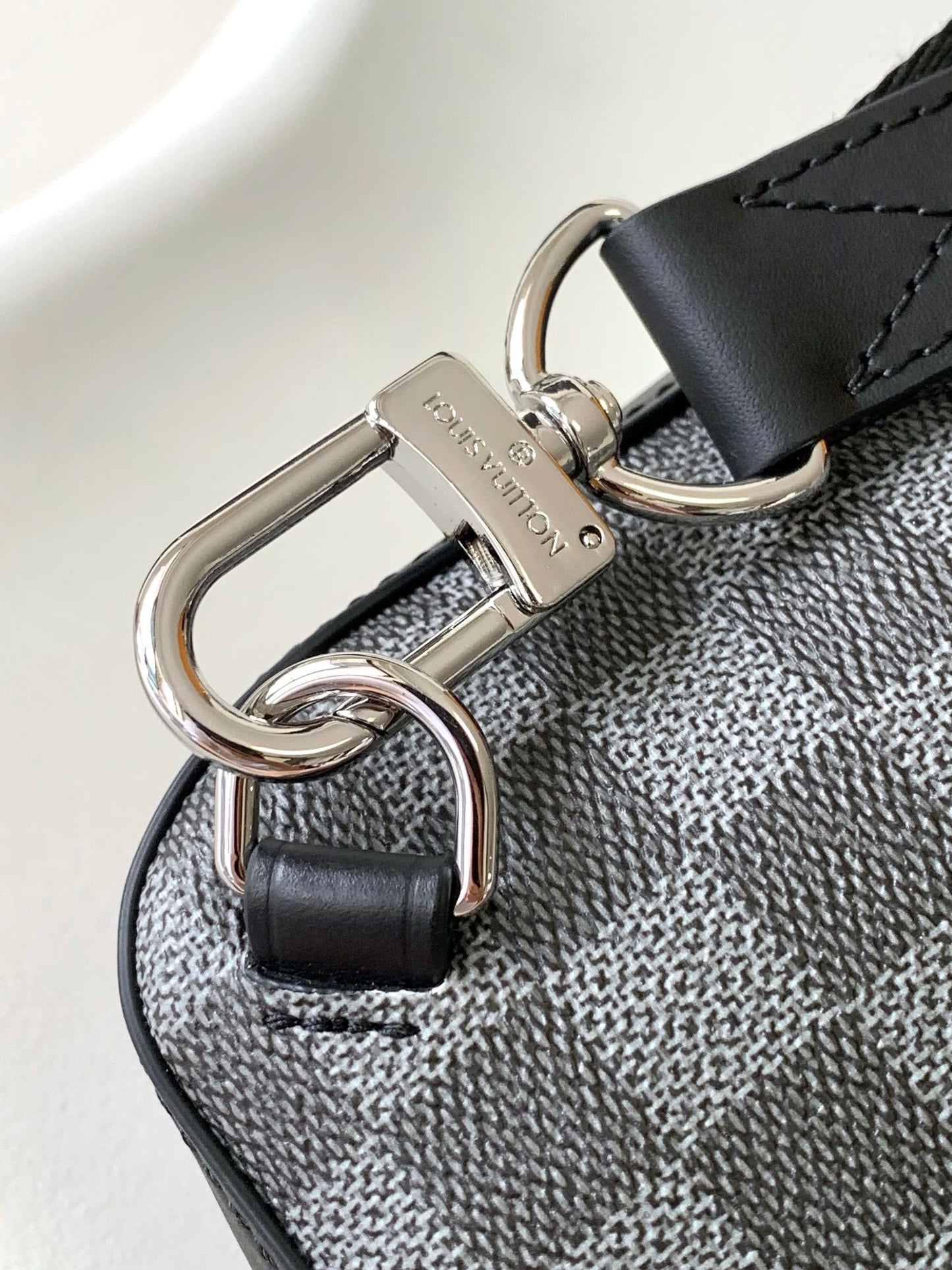 Louis Vuitton Men's Black and Grey Checkerboard Sling Crossbody Chest Bag