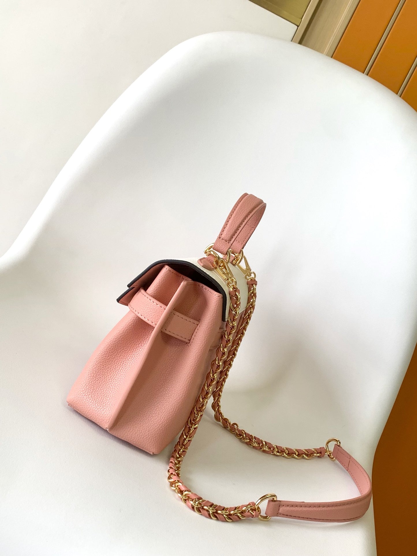 Louis Vuitton Two-Tone Pink and Cream Leather Top Handle Satchel Handbag
