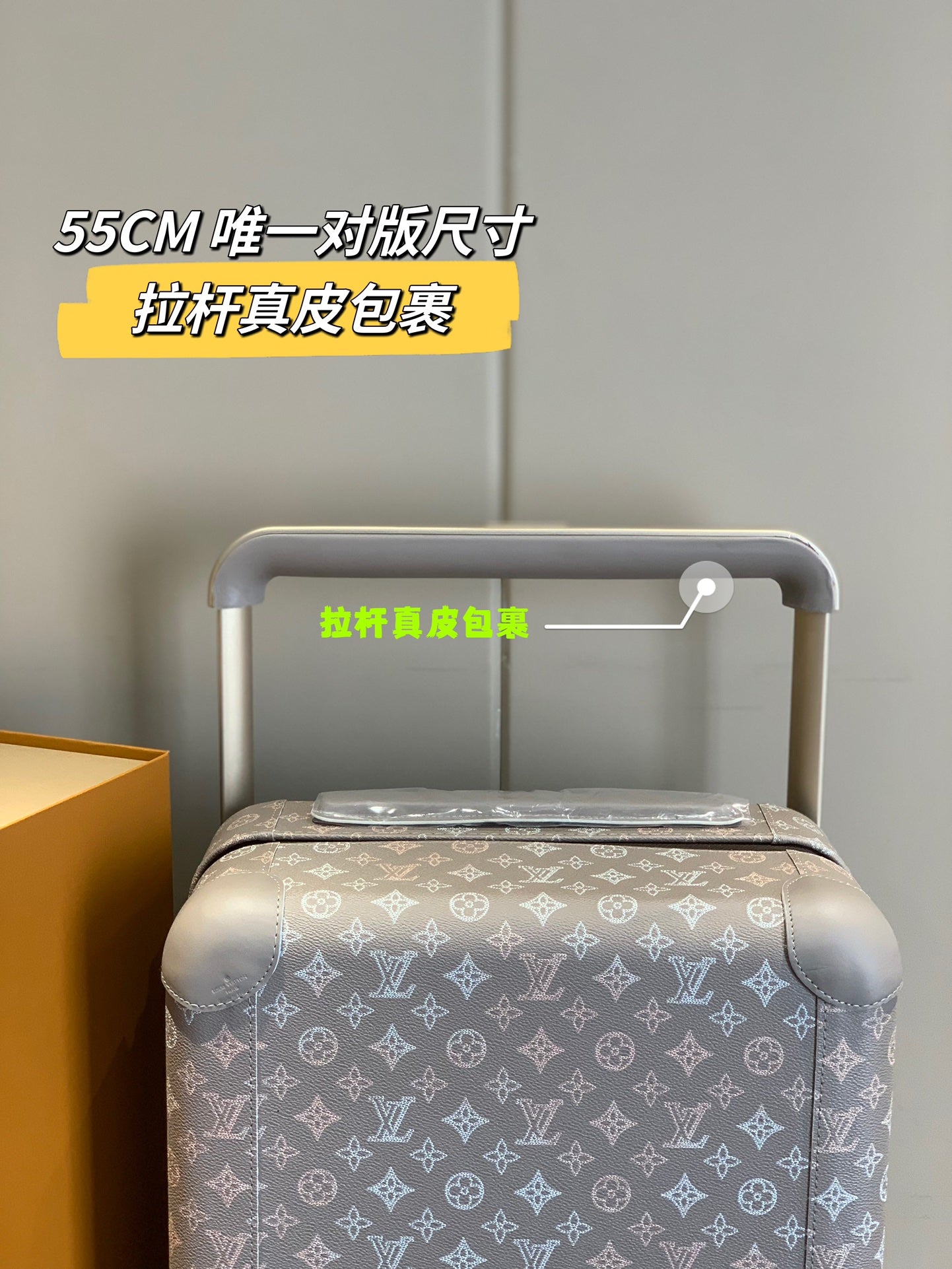 Luxury Monogram Print Carry-On Spinner Suitcase with Wide Handle