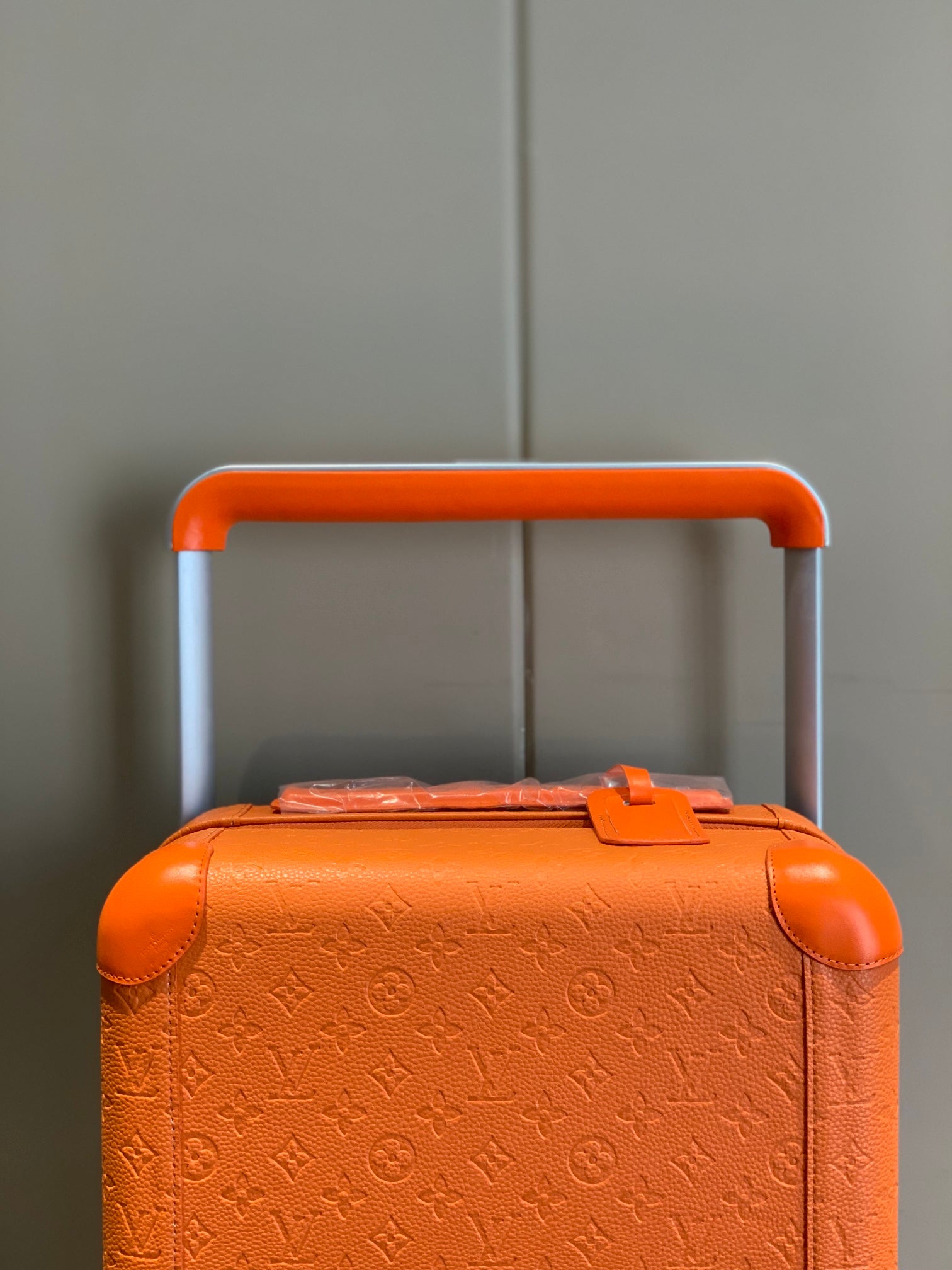 Modern Orange Carry-On Luggage with Wide Telescopic Handle