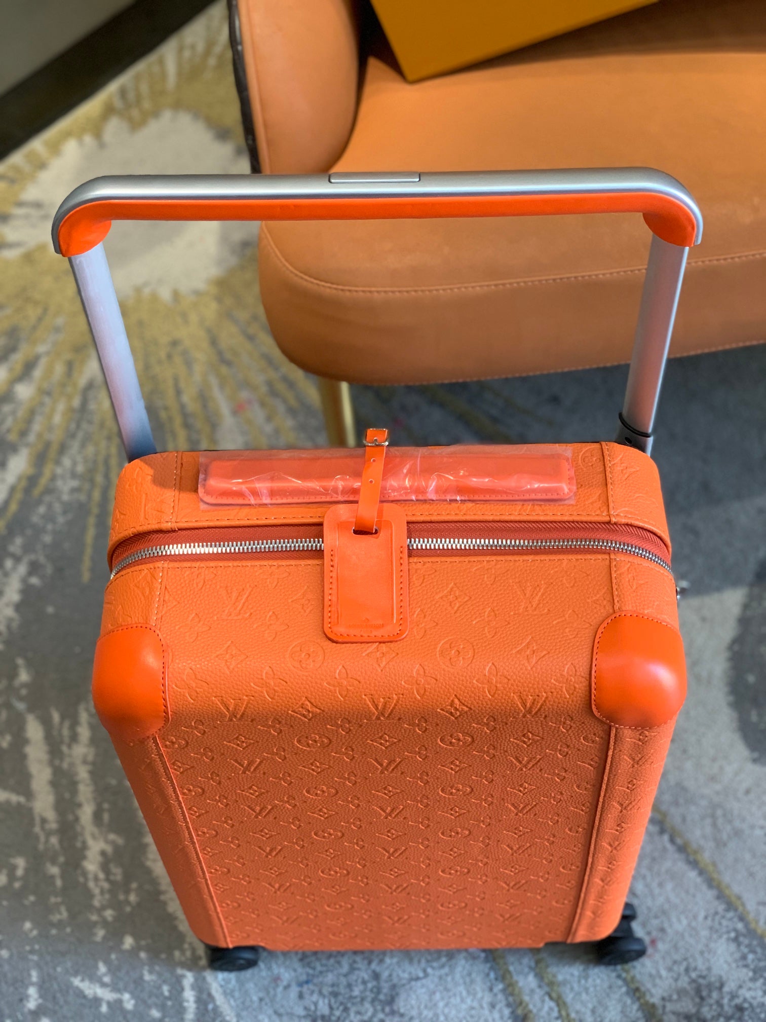 Modern Orange Carry-On Luggage with Wide Telescopic Handle