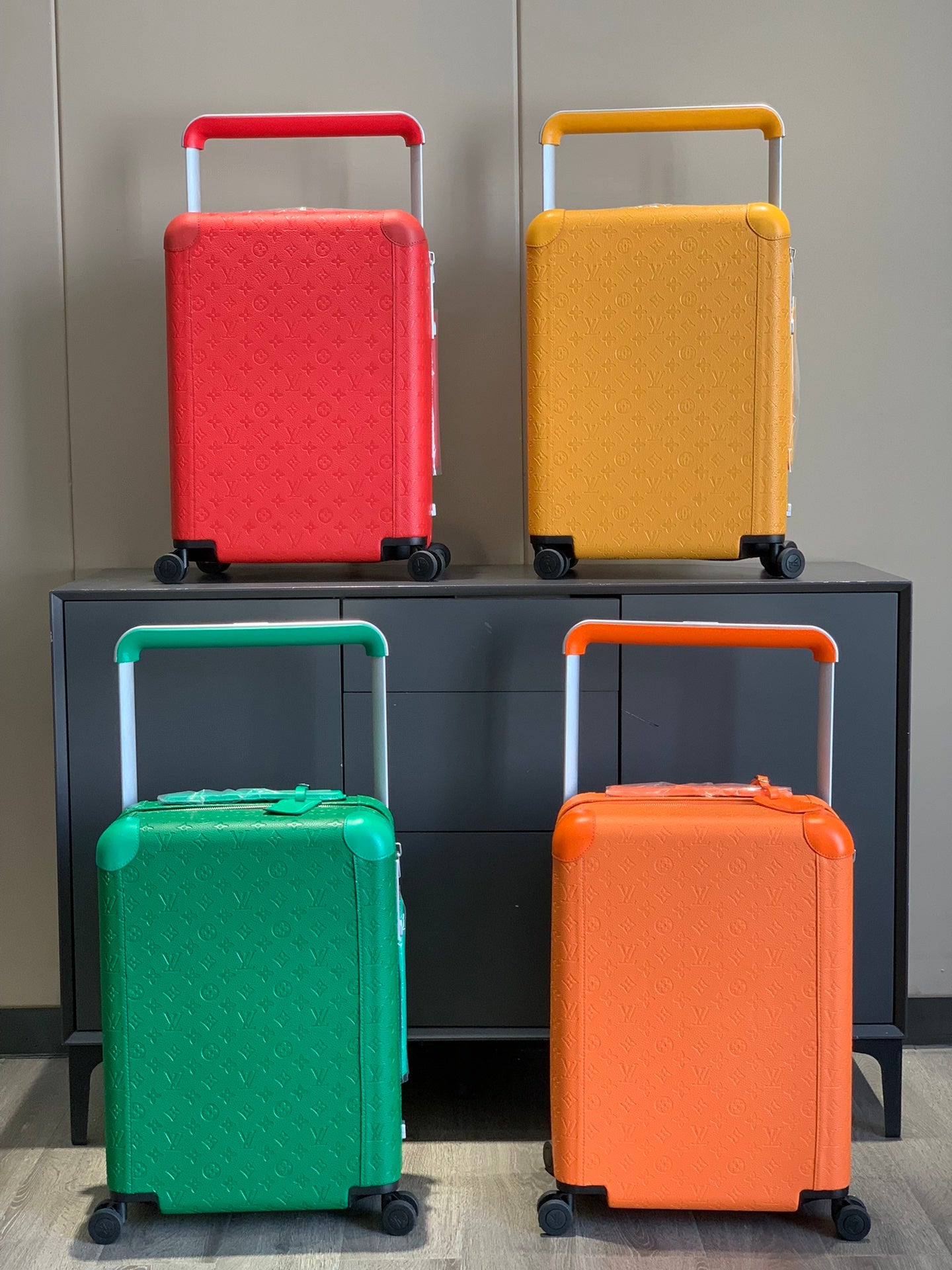 Yellow Monogram Wide Handle Hardshell Spinner Suitcase