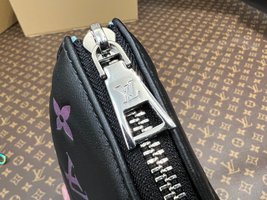Louis Vuitton Black Quilted Leather Crossbody Bag with Iridescent Chain