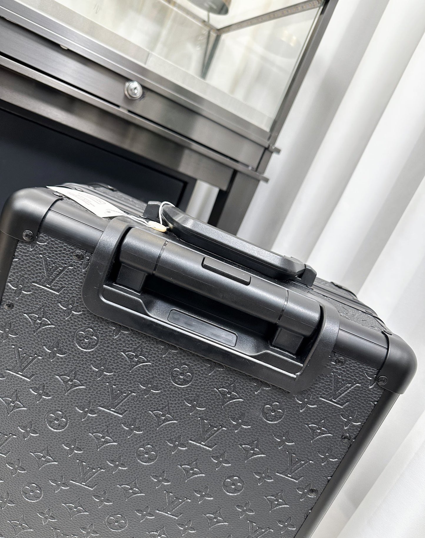 Black Monogram Pattern Hardside Spinner Suitcase Travel Luggage