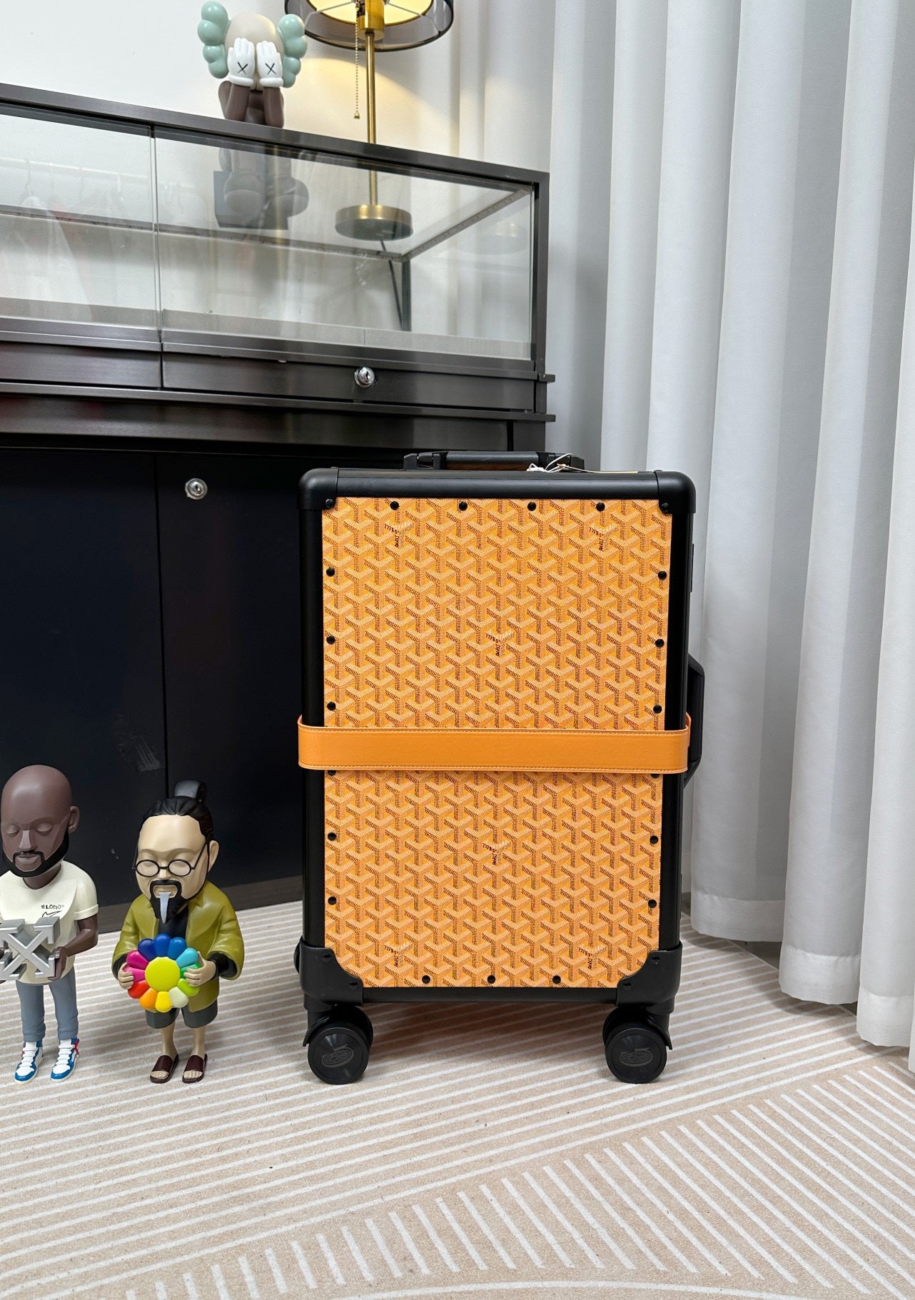 Vintage Orange Patterned Hardside Carry-On Spinner Suitcase